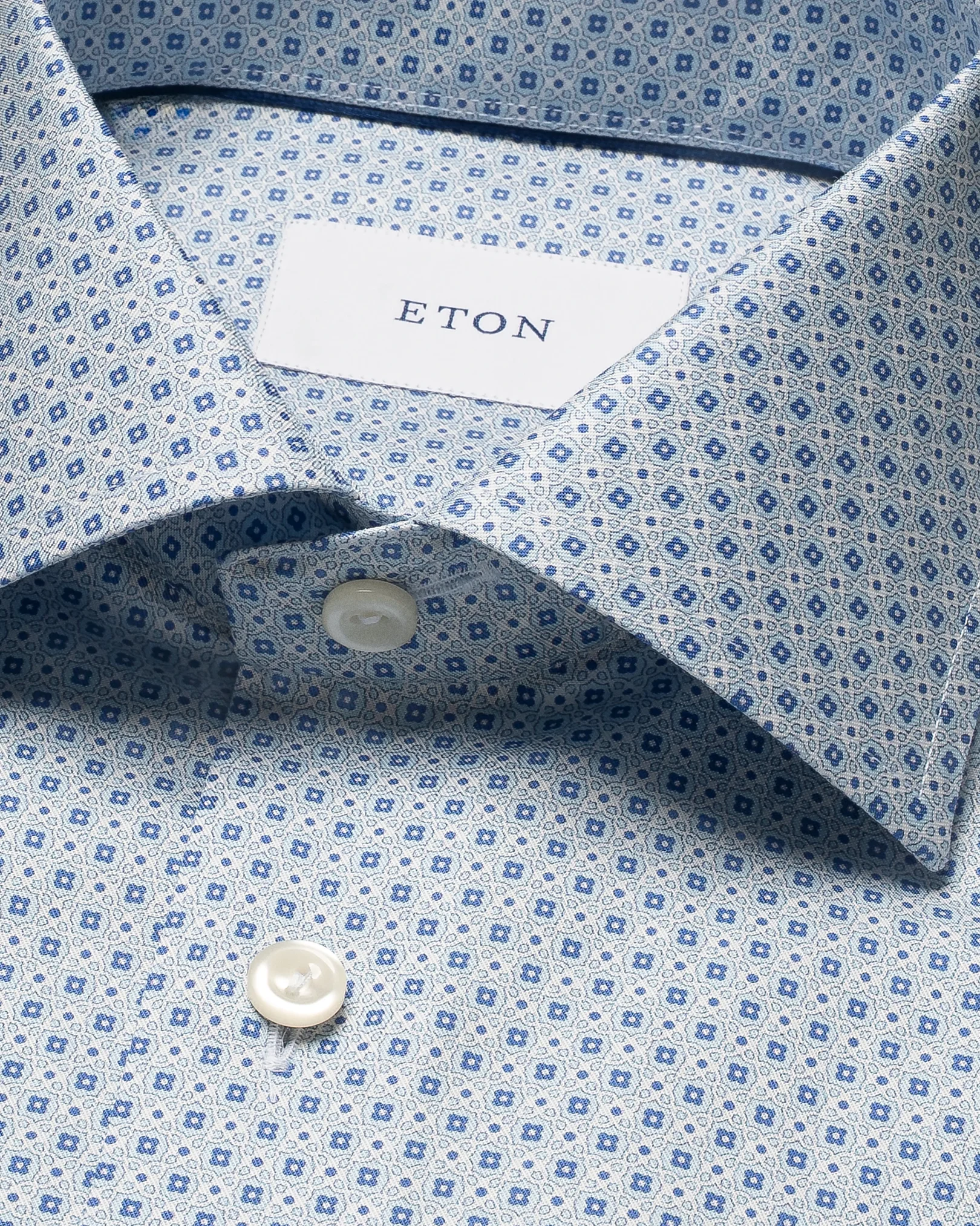 Eton - light blue geometric print signature twill shirt
