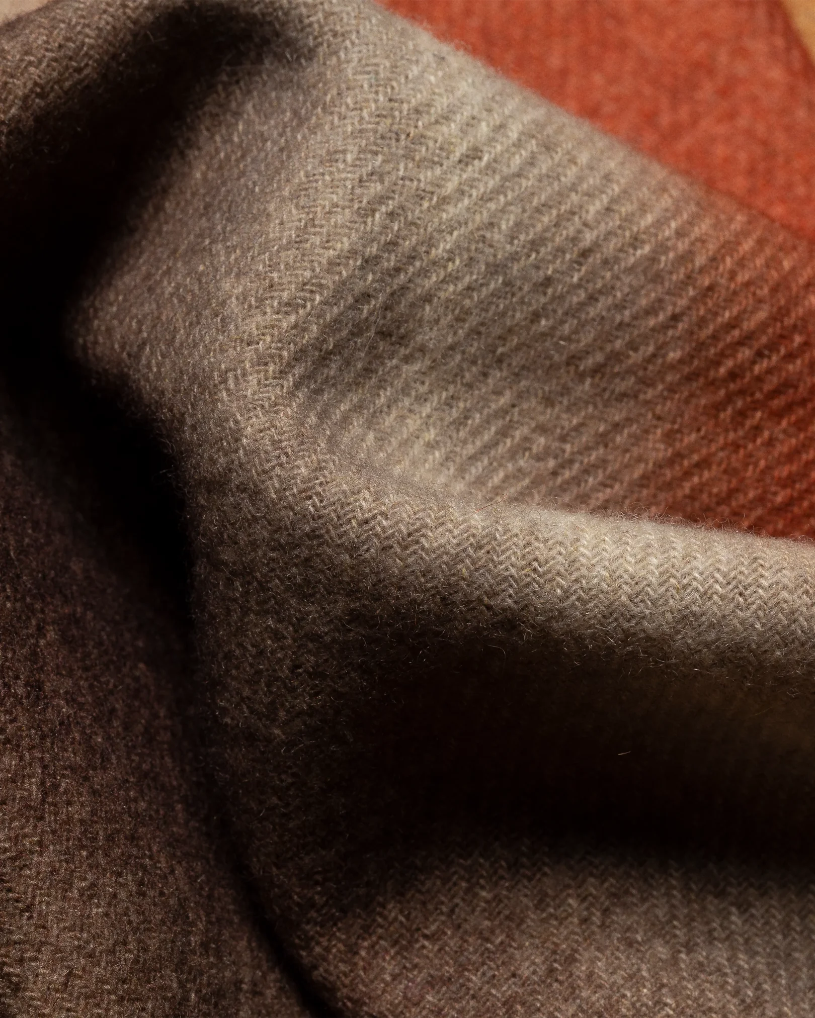 Eton - Orange Block Striped Wool Cashmere Scarf