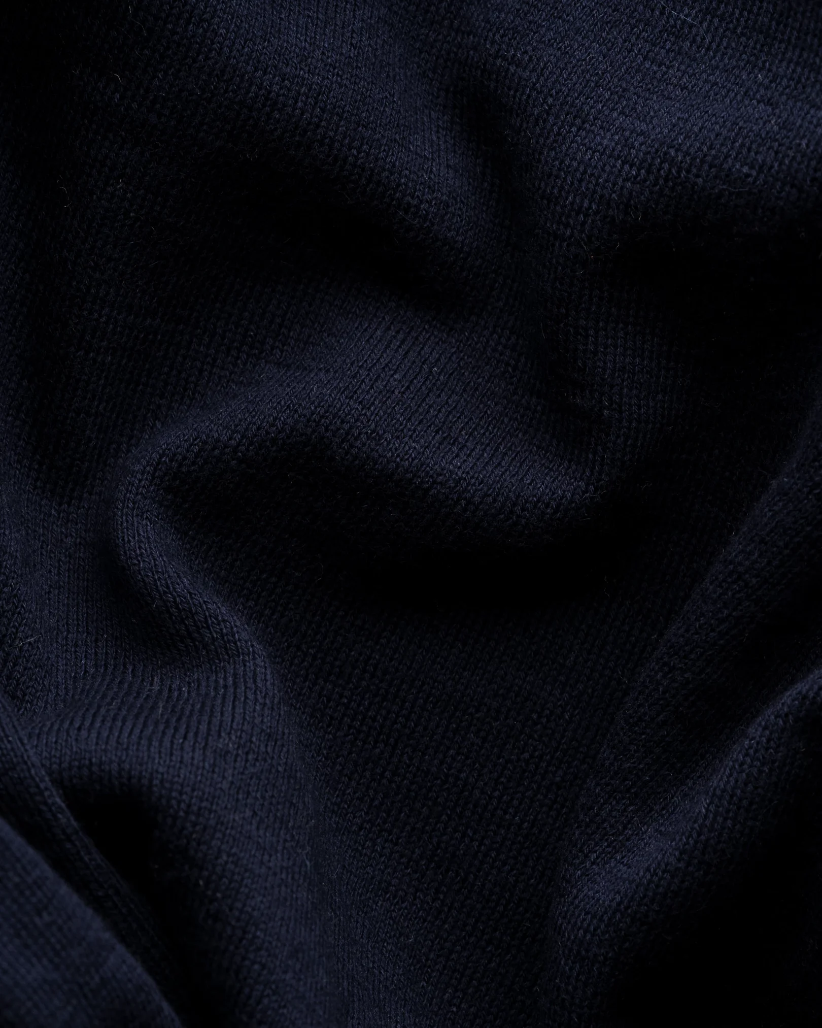 Eton - navy blue cotton cashmere fine knit polo shirt