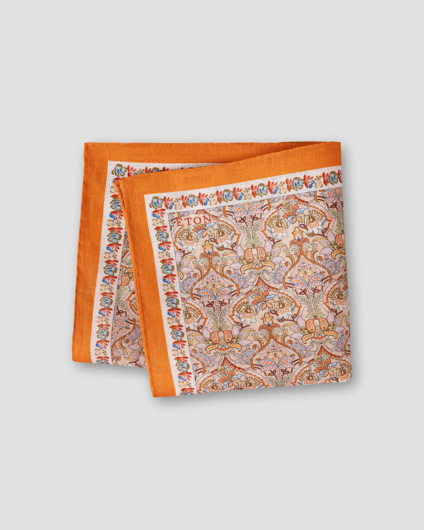Eton - orange floral linen pocket square