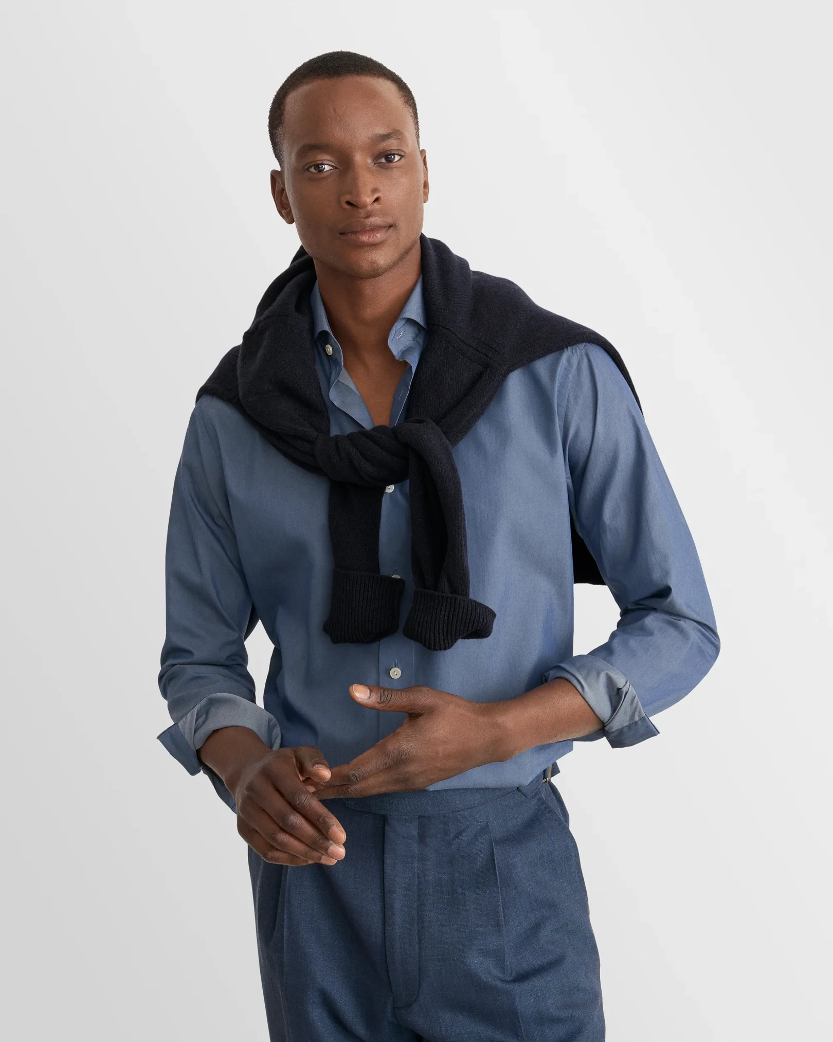 Eton - dark blue striped cotton silk shirt 268