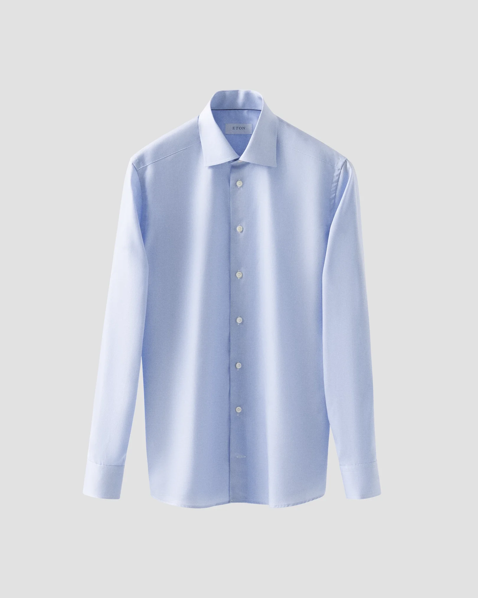 Eton - Chemise bleu clair à motifs pied-de-poule