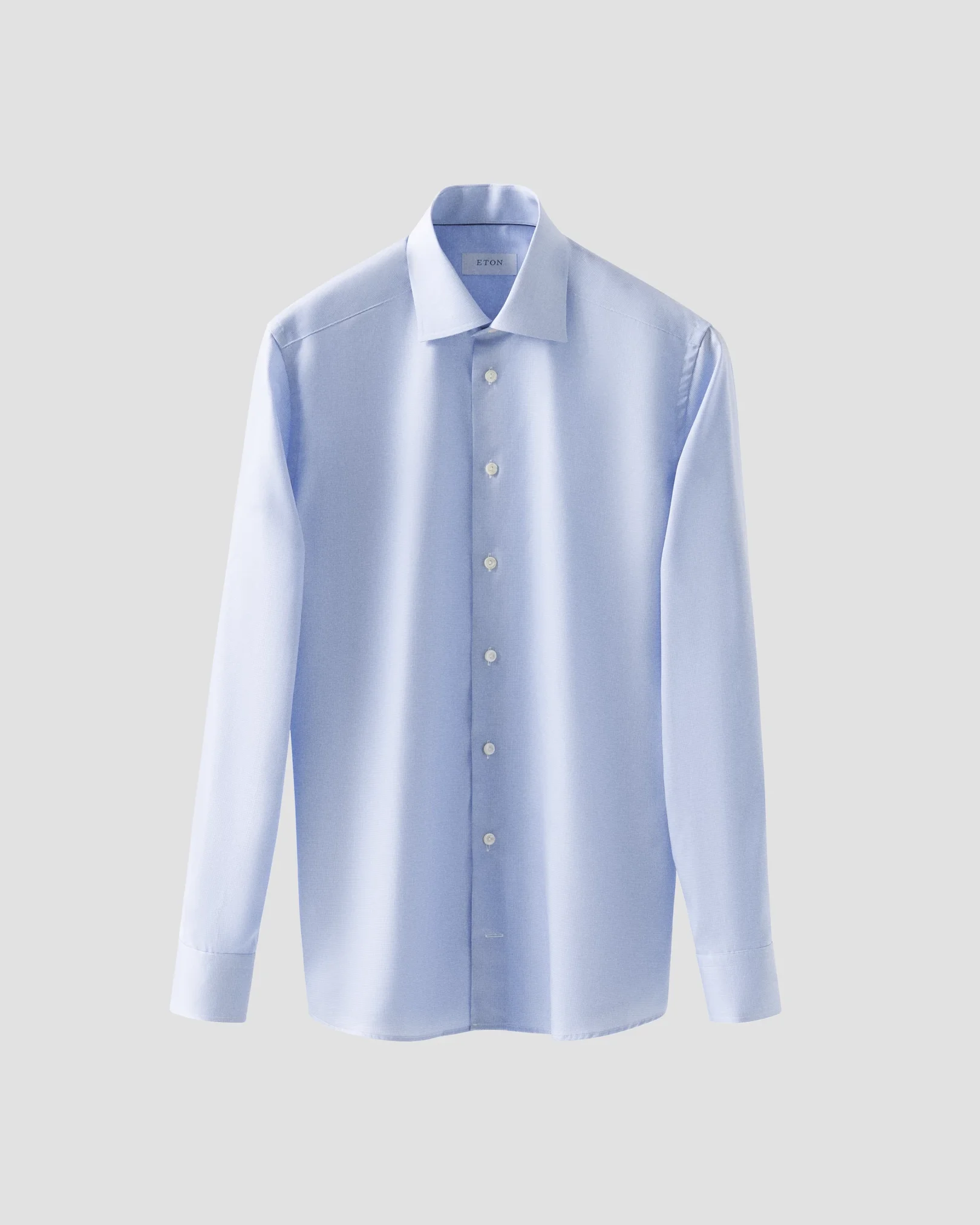 Eton - light blue houndstooth fine twill shirt