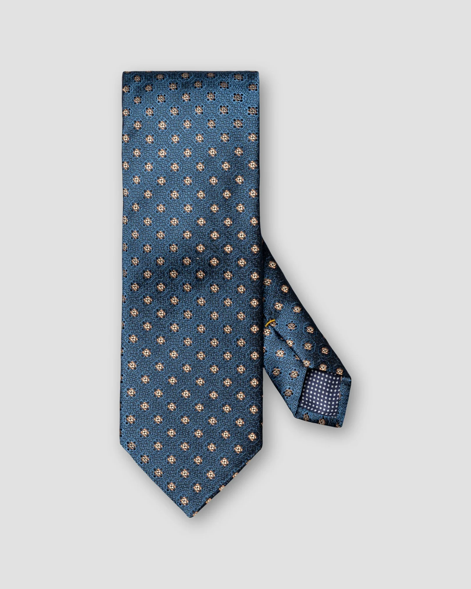 Eton - medallion woven silk tie dark blue medallion woven silk tie