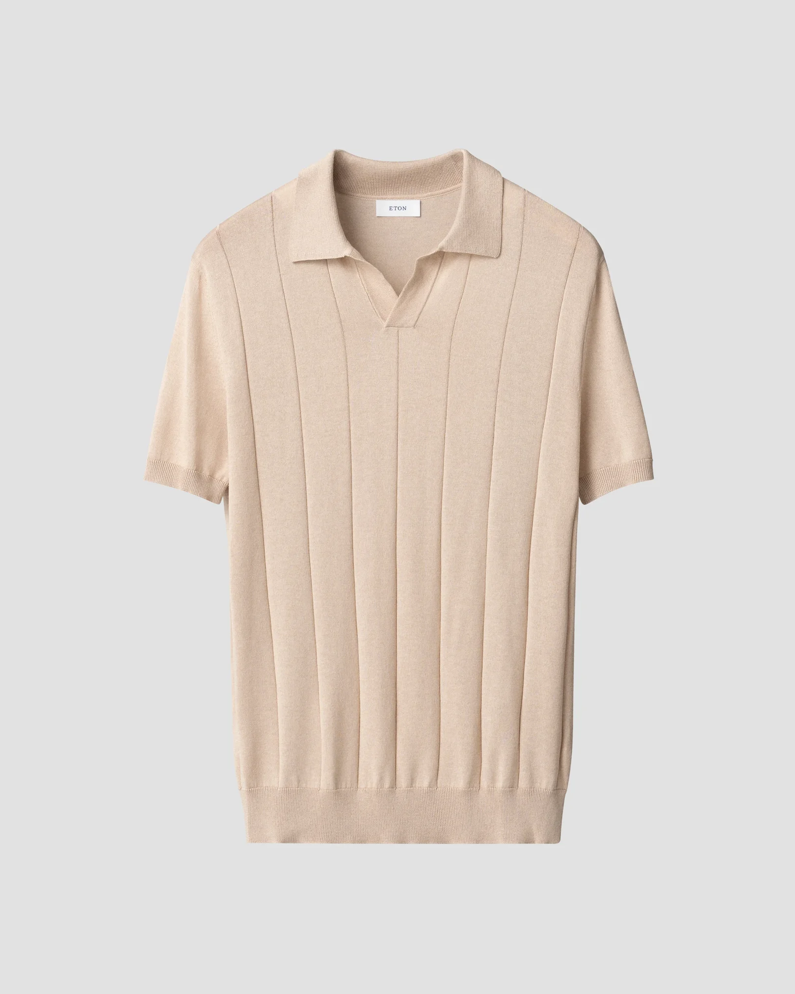 Eton - Cotton & Silk Open Collar Fine Knit Polo Shirt