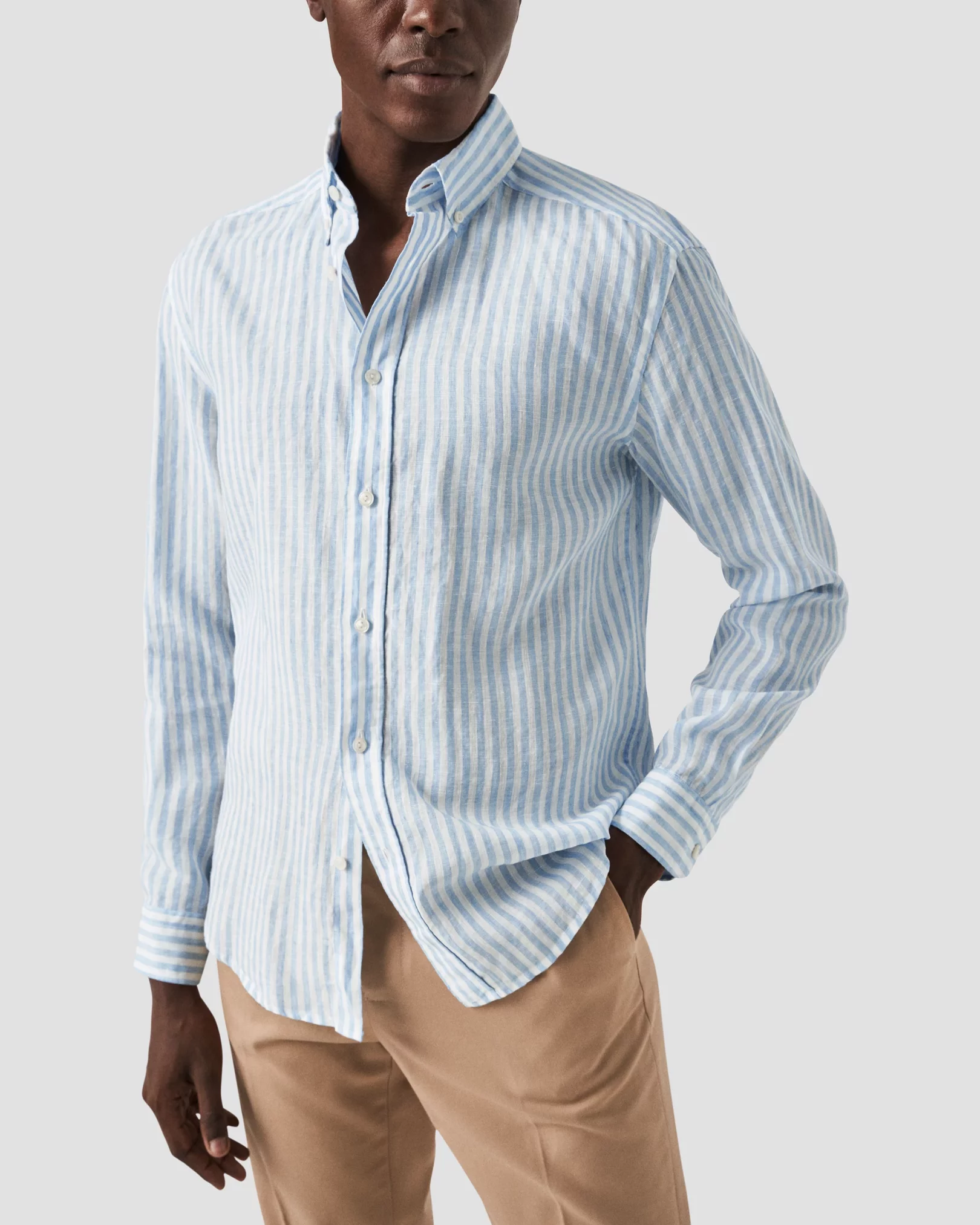 Eton - Light Blue Striped Linen Shirt