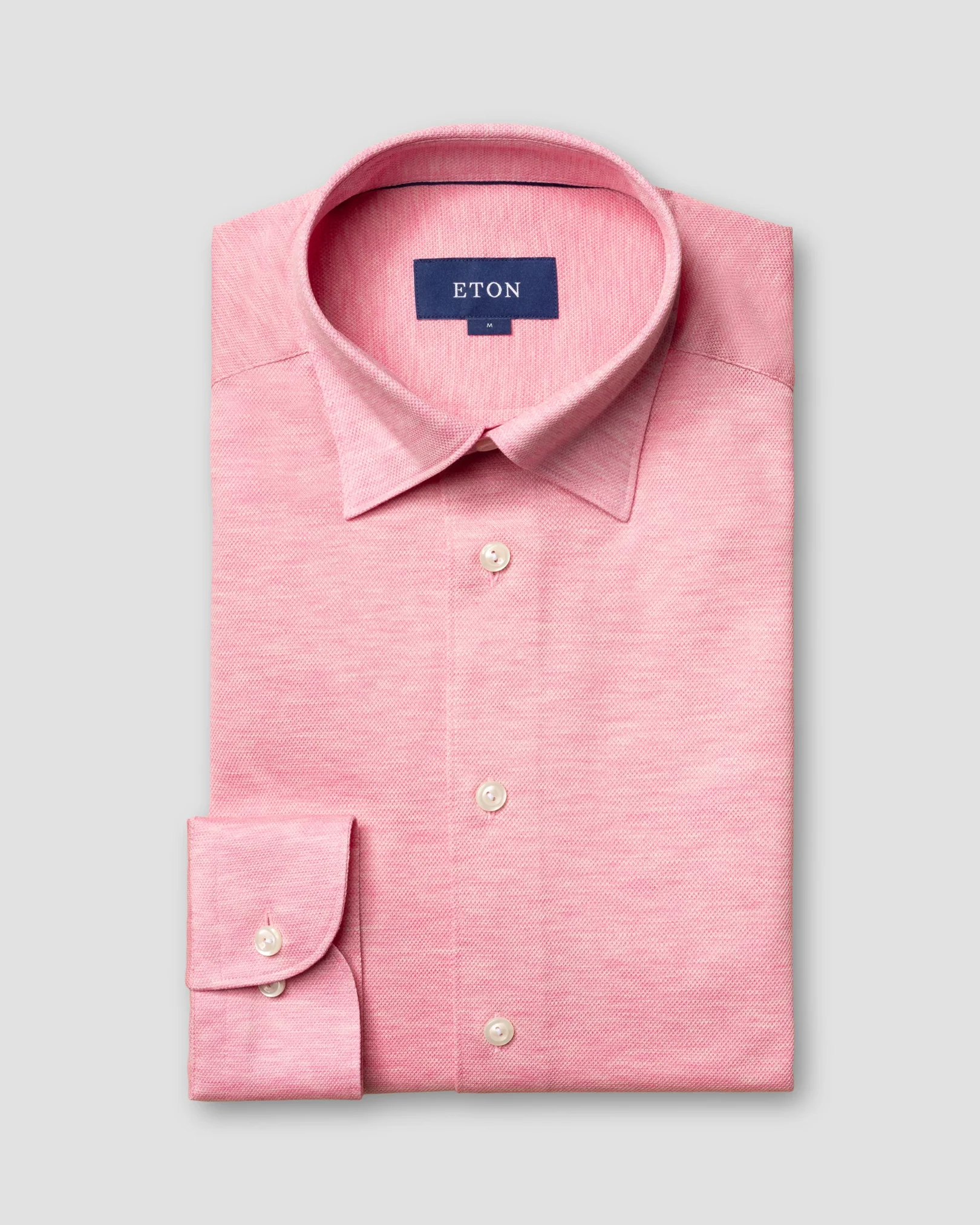 Eton - pink pique shirt long sleeved