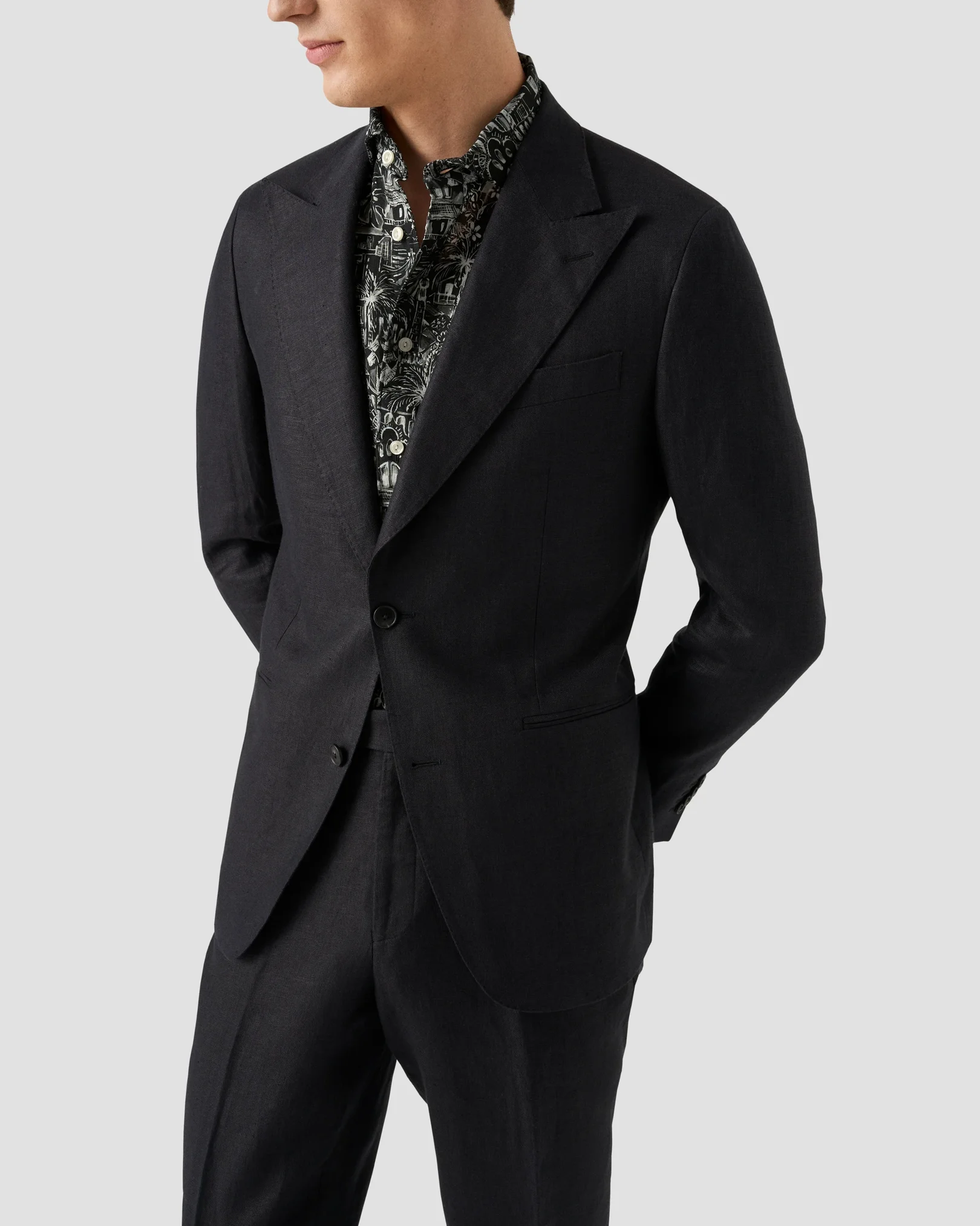 Eton - Floral Print Linen Shirt