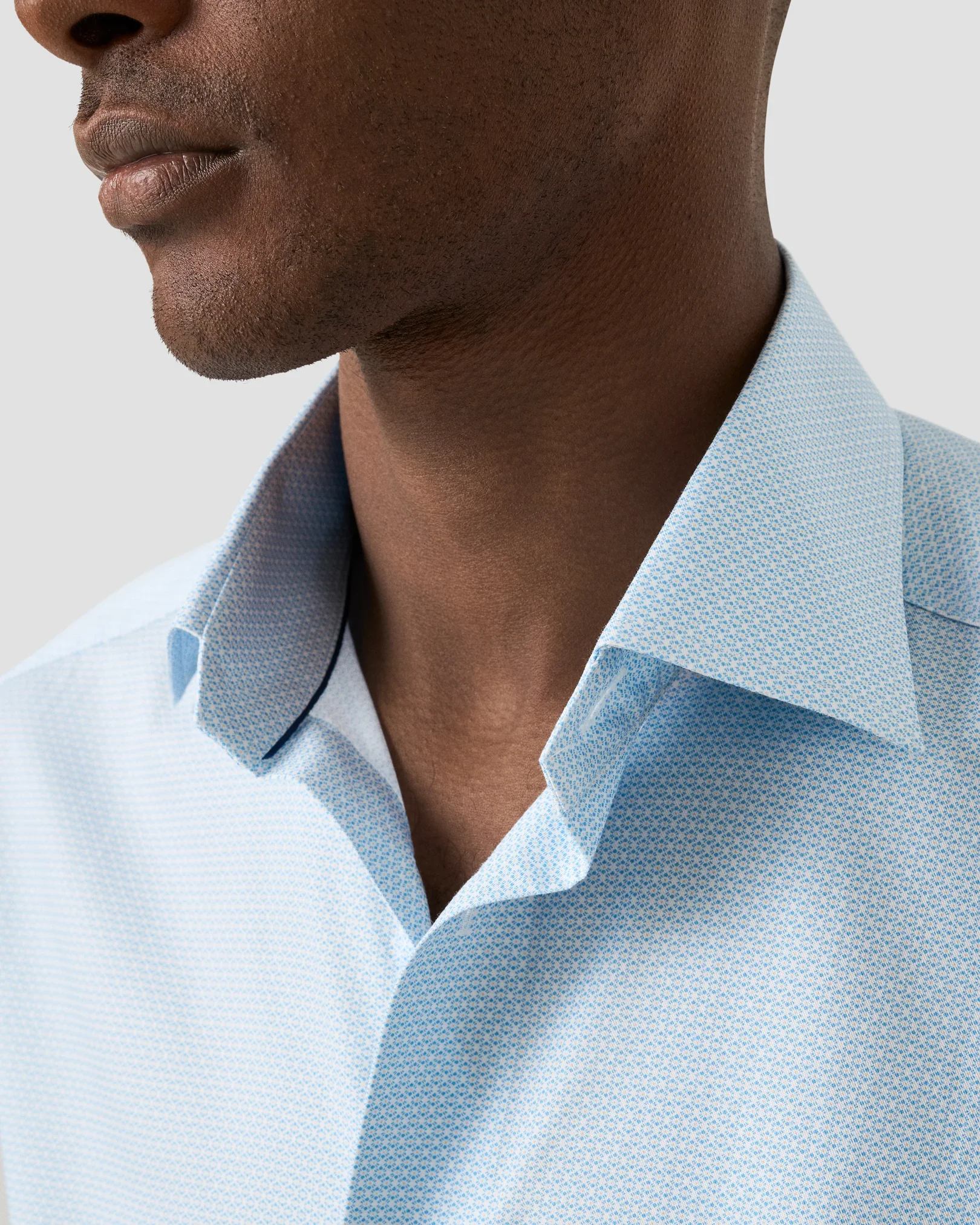 Eton - light blue geometric signature twill shirt cut away 261