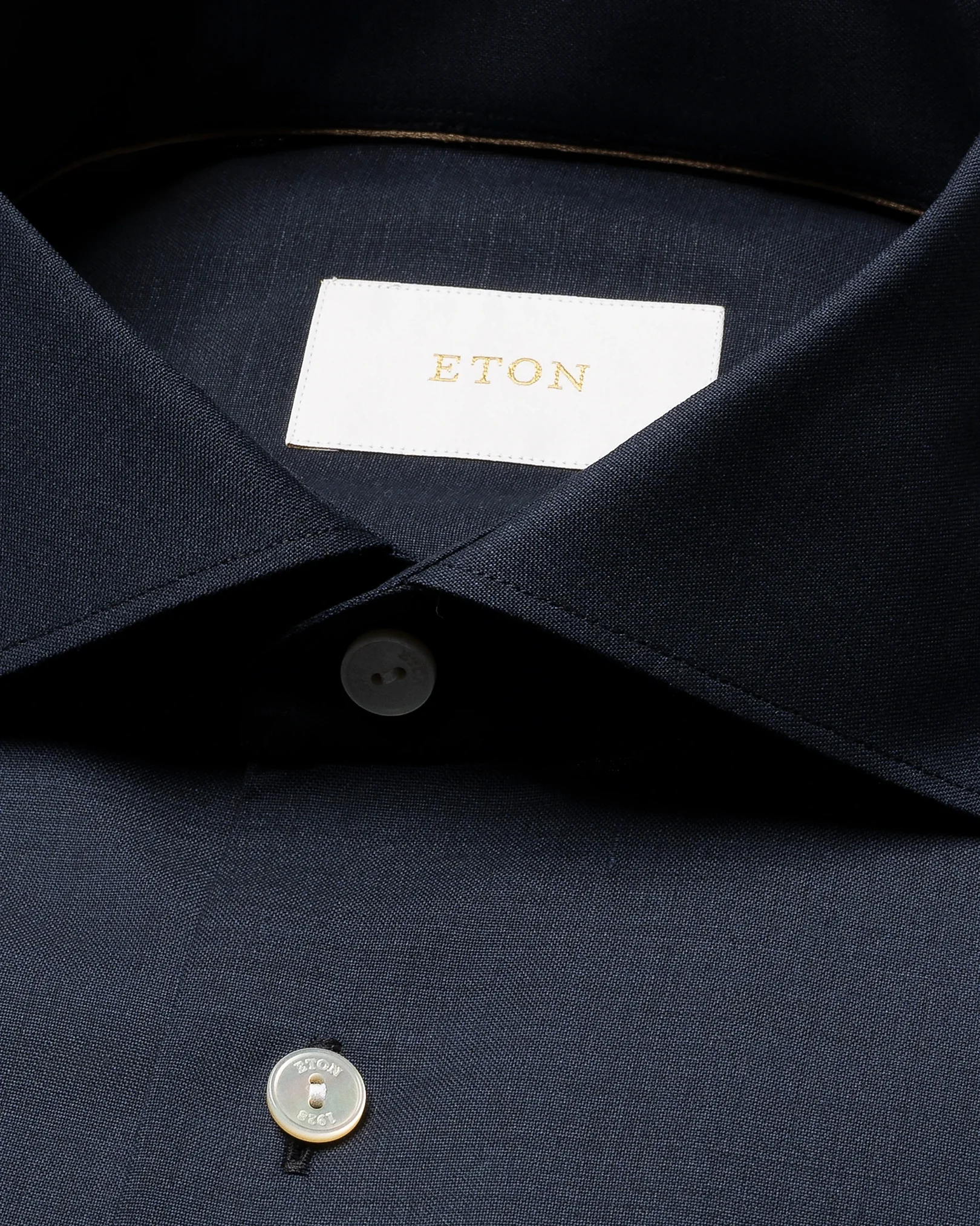 Eton - navy blue solid merino shirt