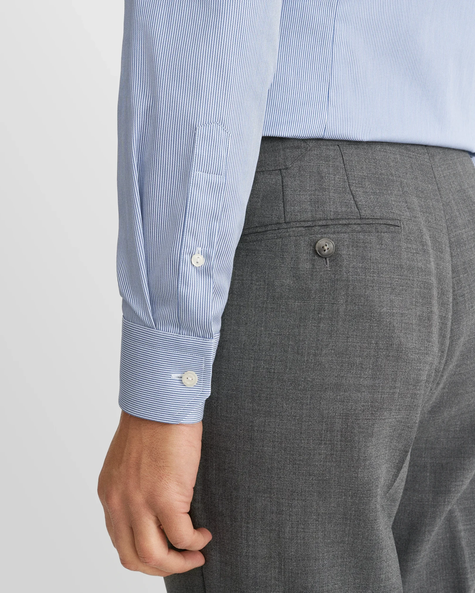 Eton - mid blue fine striped signature twill shirt