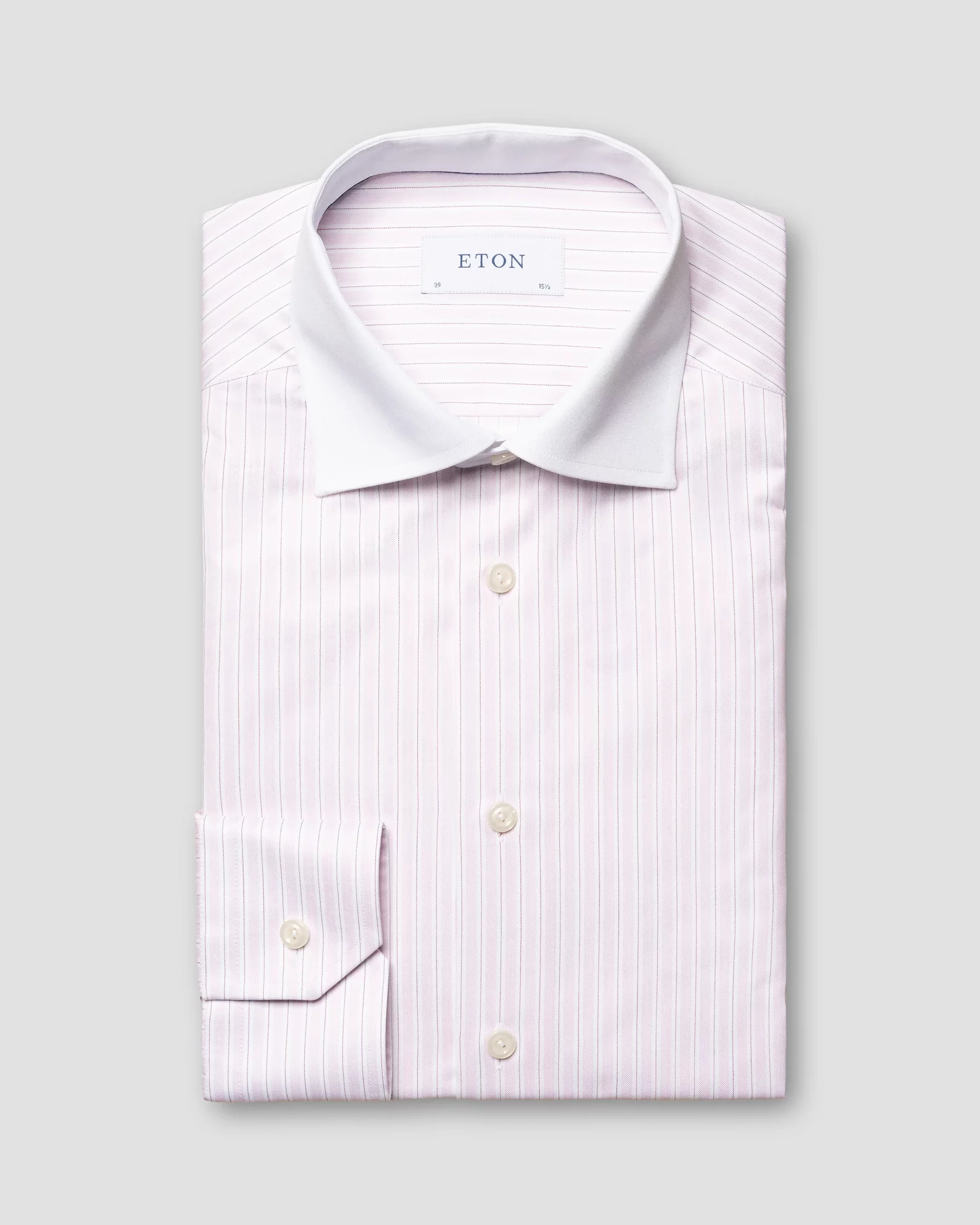 Pink Striped White Collar Signature Twill Shirt