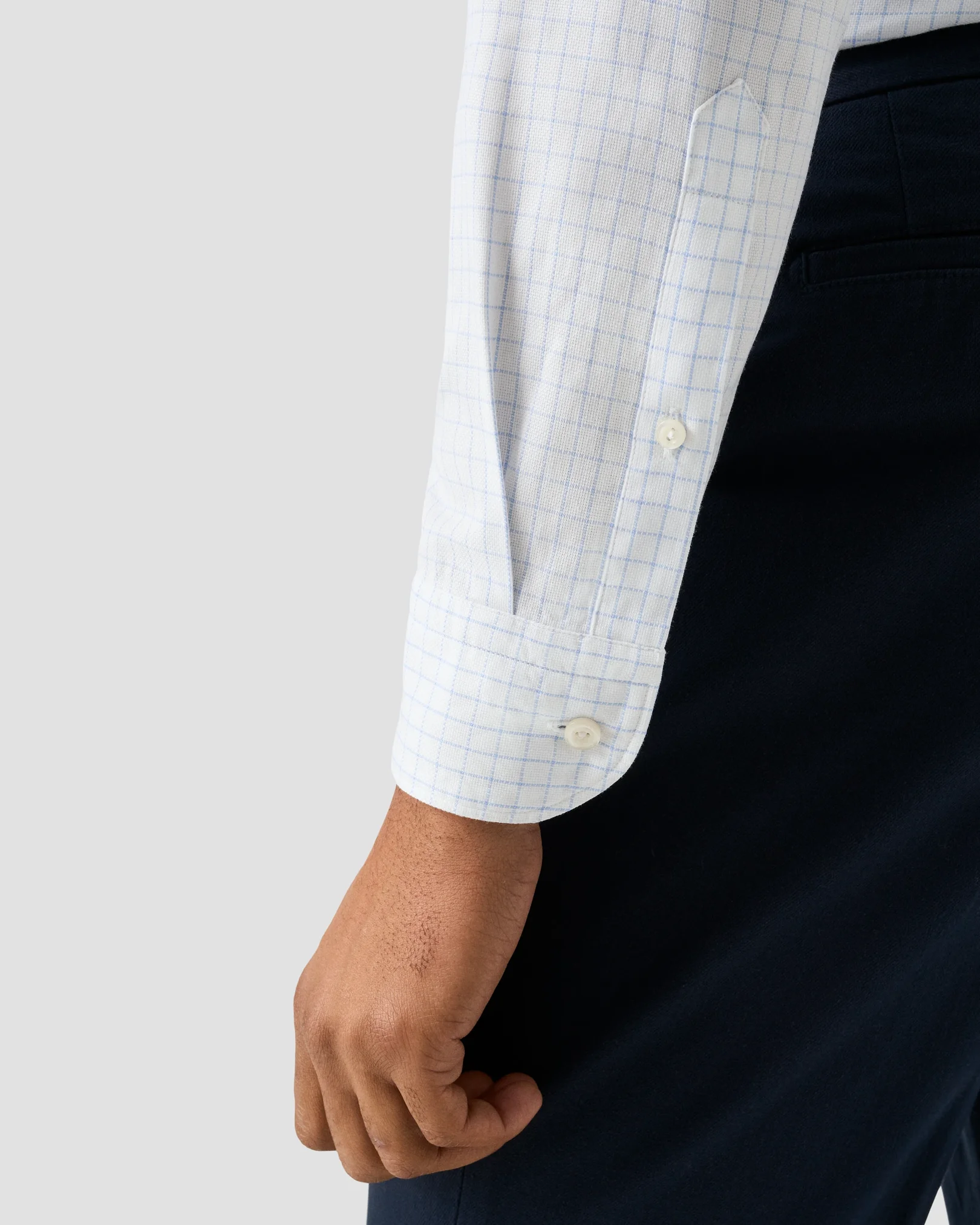 Eton - check royal oxford shirt light blue check