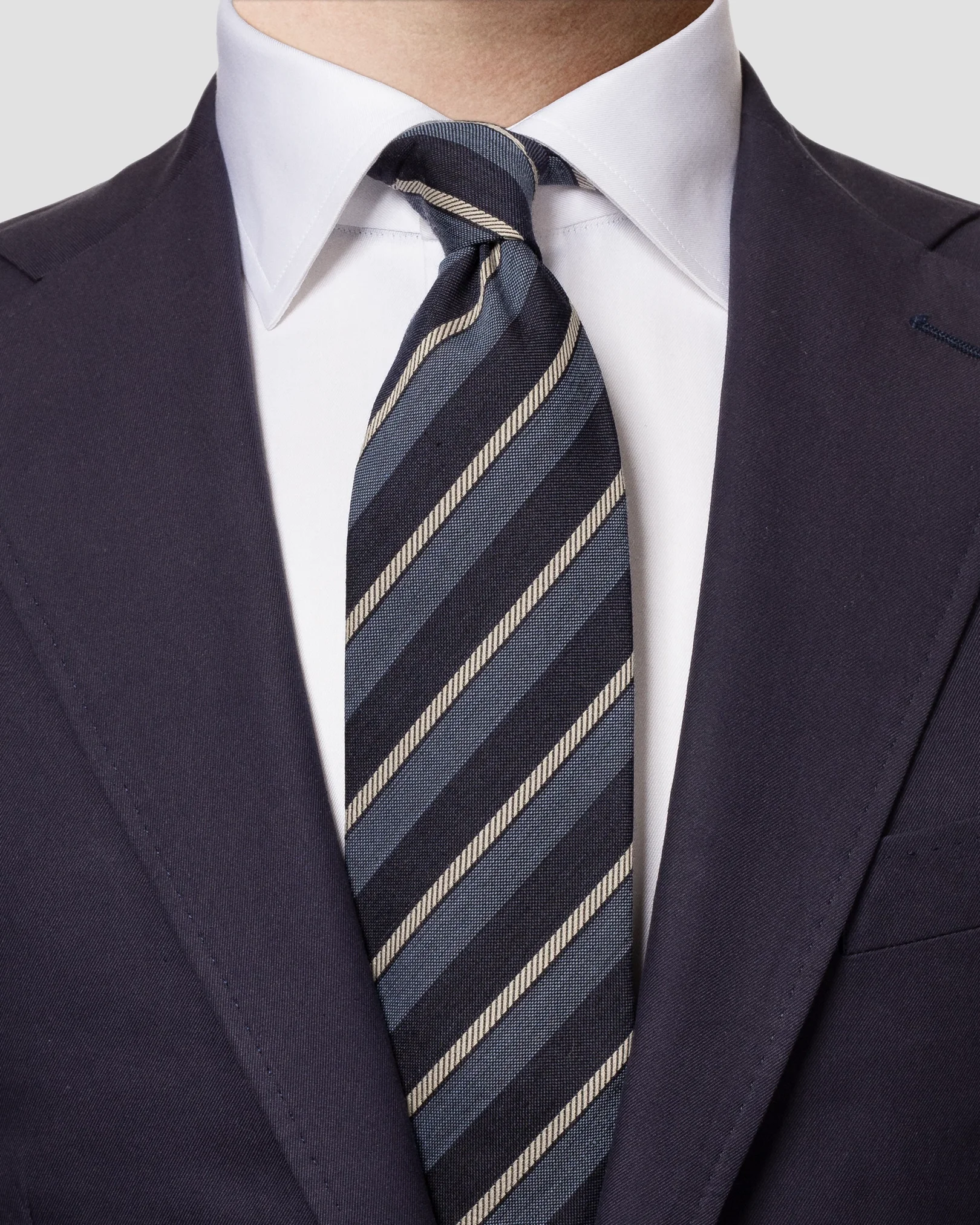 Eton - dark blue striped wool silk tie