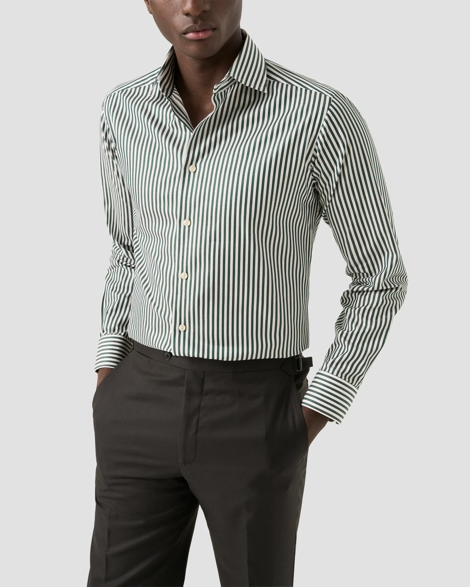 Eton - dark green bengal striped signature twill shirt