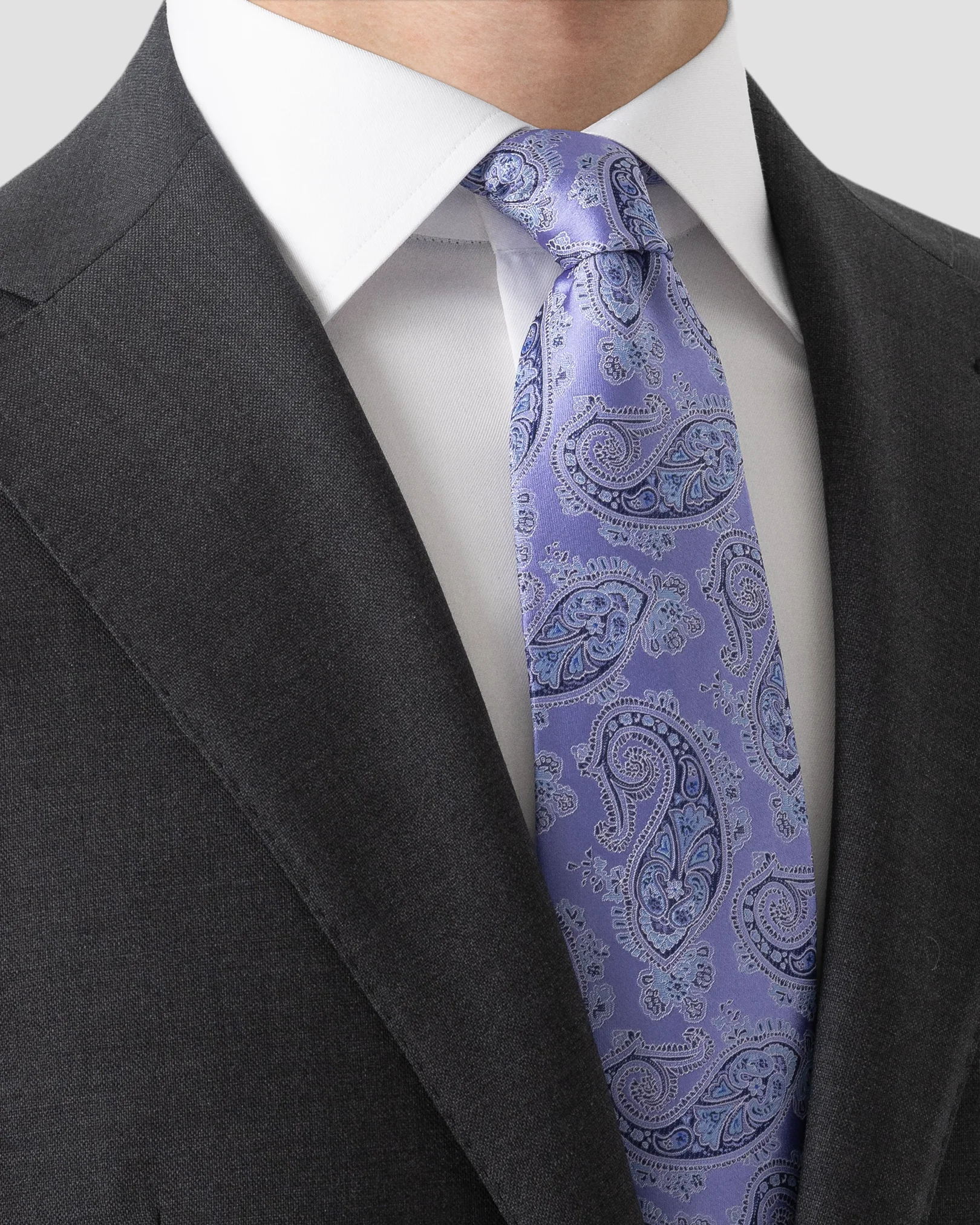 Eton - mid purple paisley woven silk tie