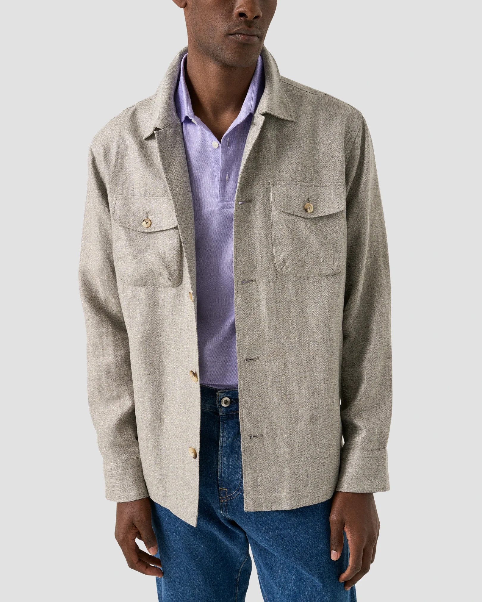 Eton - jacquard filo di scozia polo shirt light purple