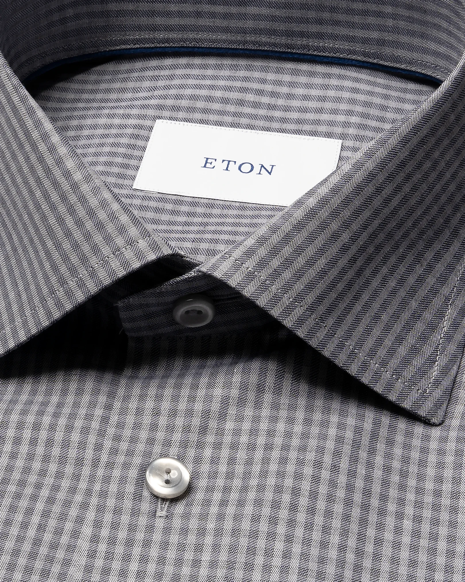 Eton - dark grey check twill shirt