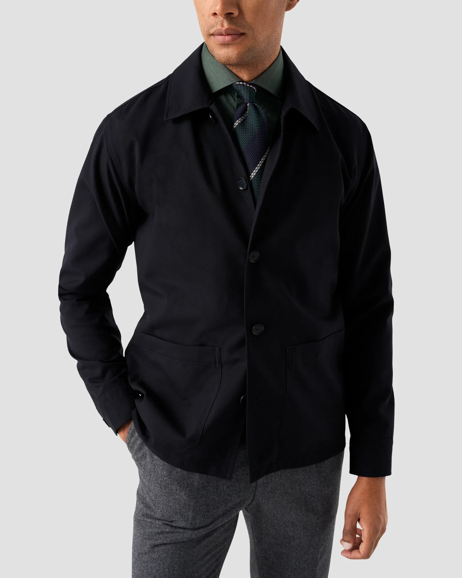 Eton - navy blue wool overshirt