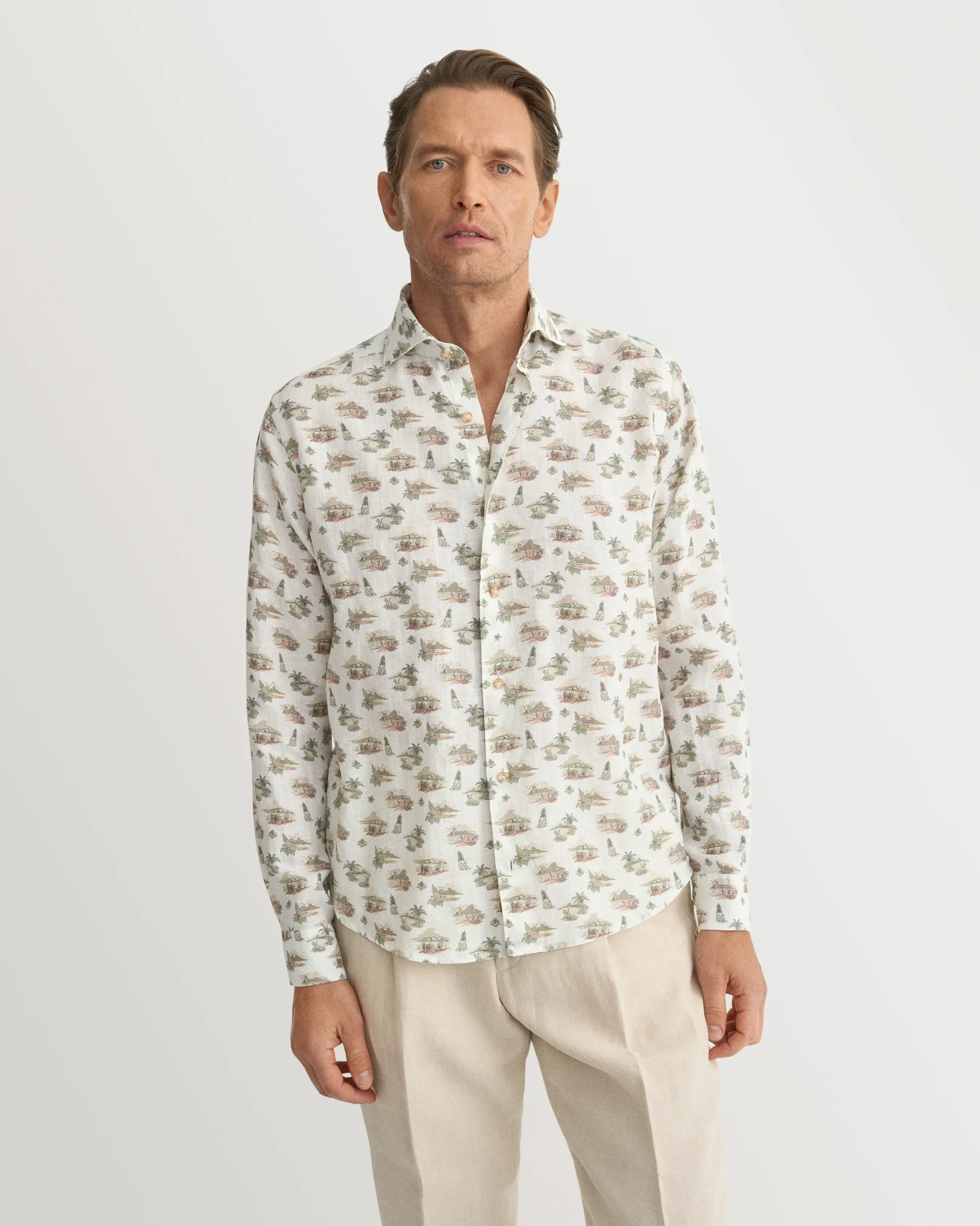 Eton - motif linen shirt