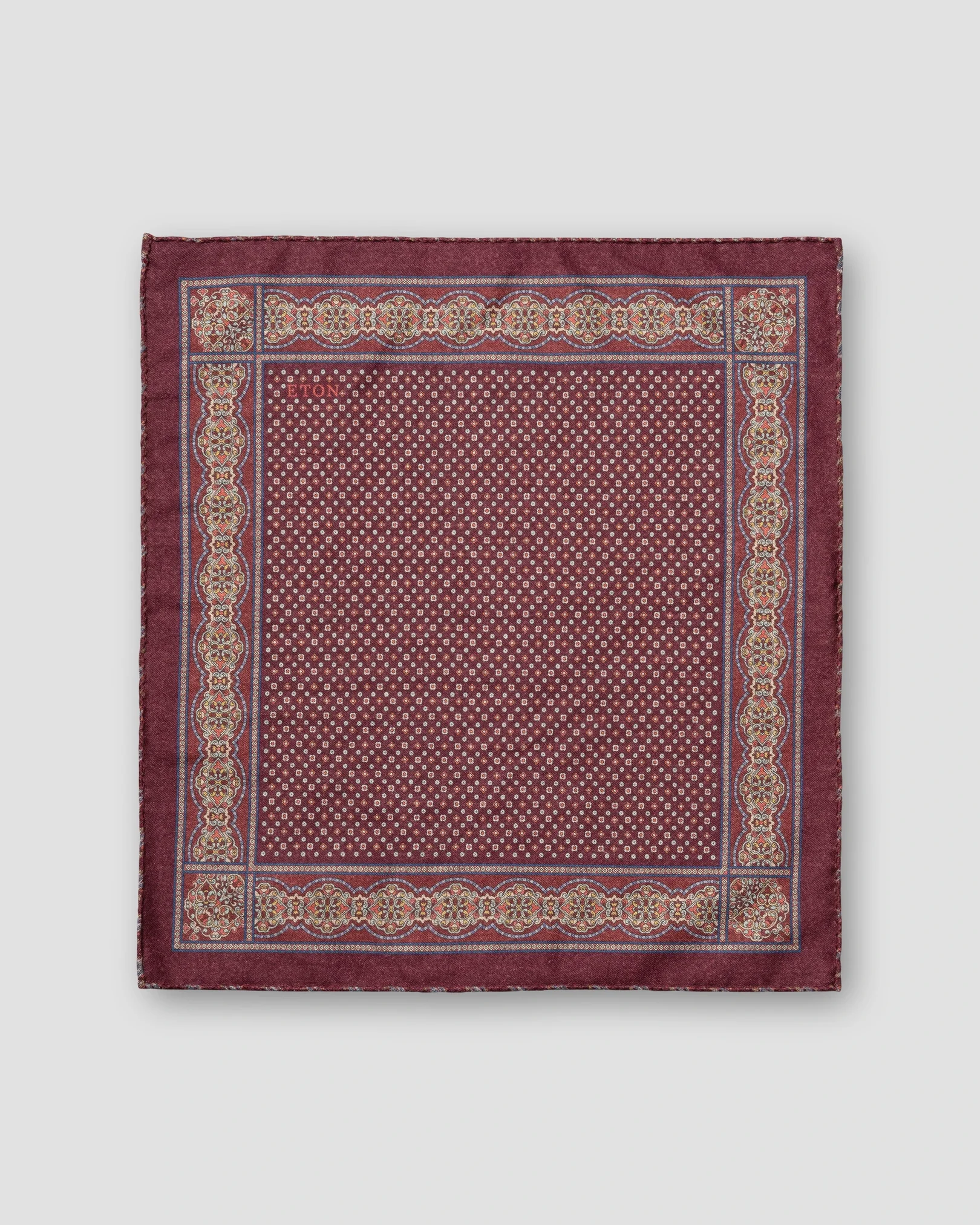 Eton - two face wool pocket square dark red