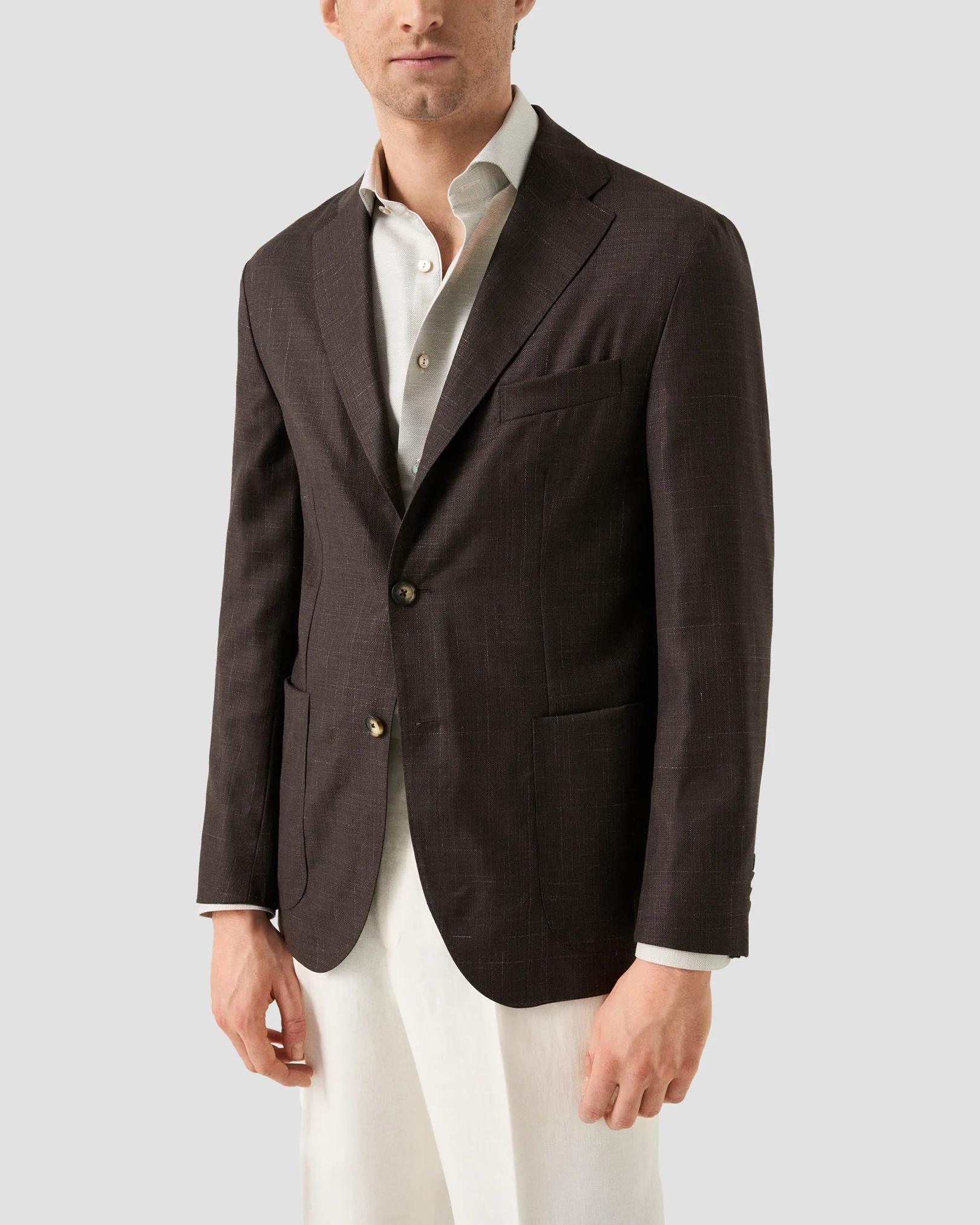 Eton - brown wool silk soft jacket