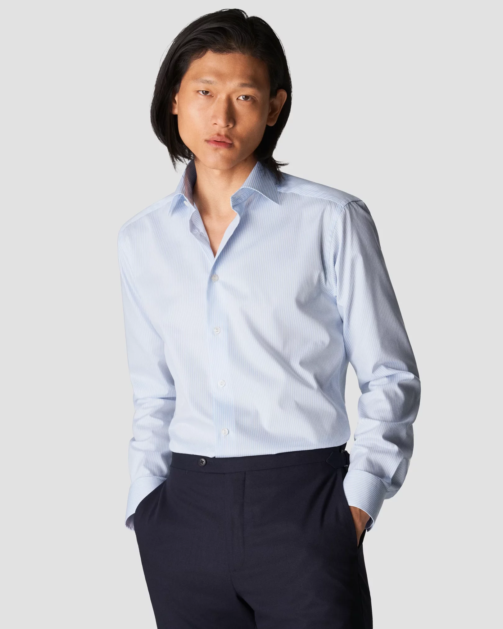 Eton - Light Blue Striped Fine Twill Shirt