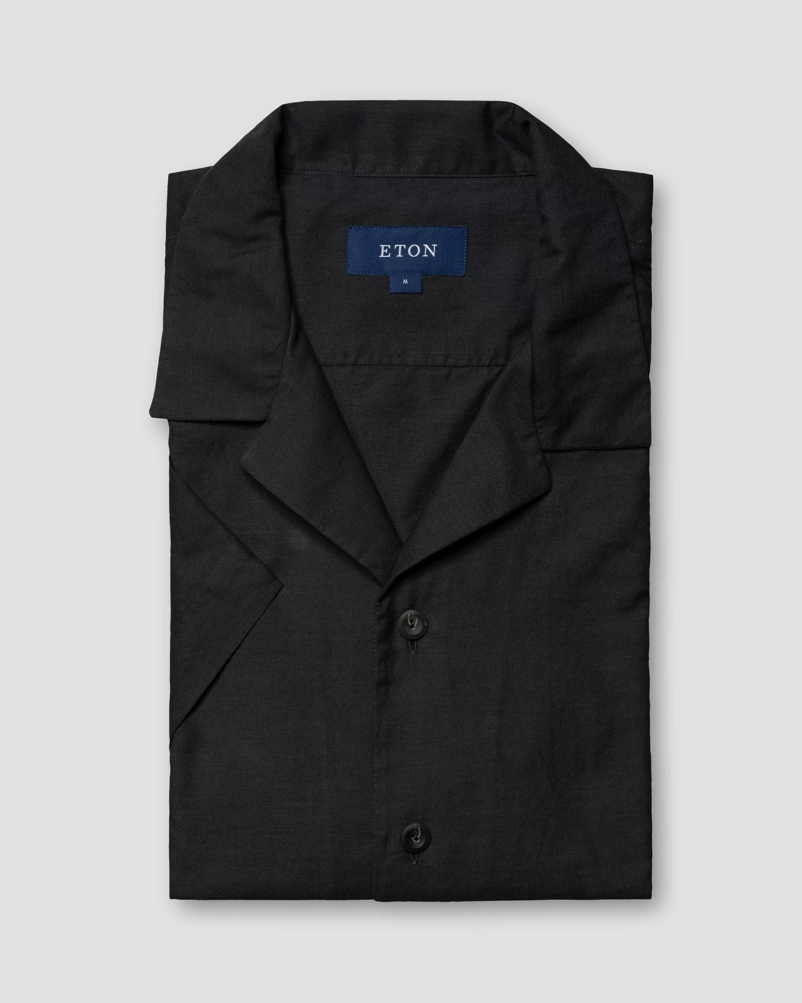 Black Cotton Silk Resort Shirt