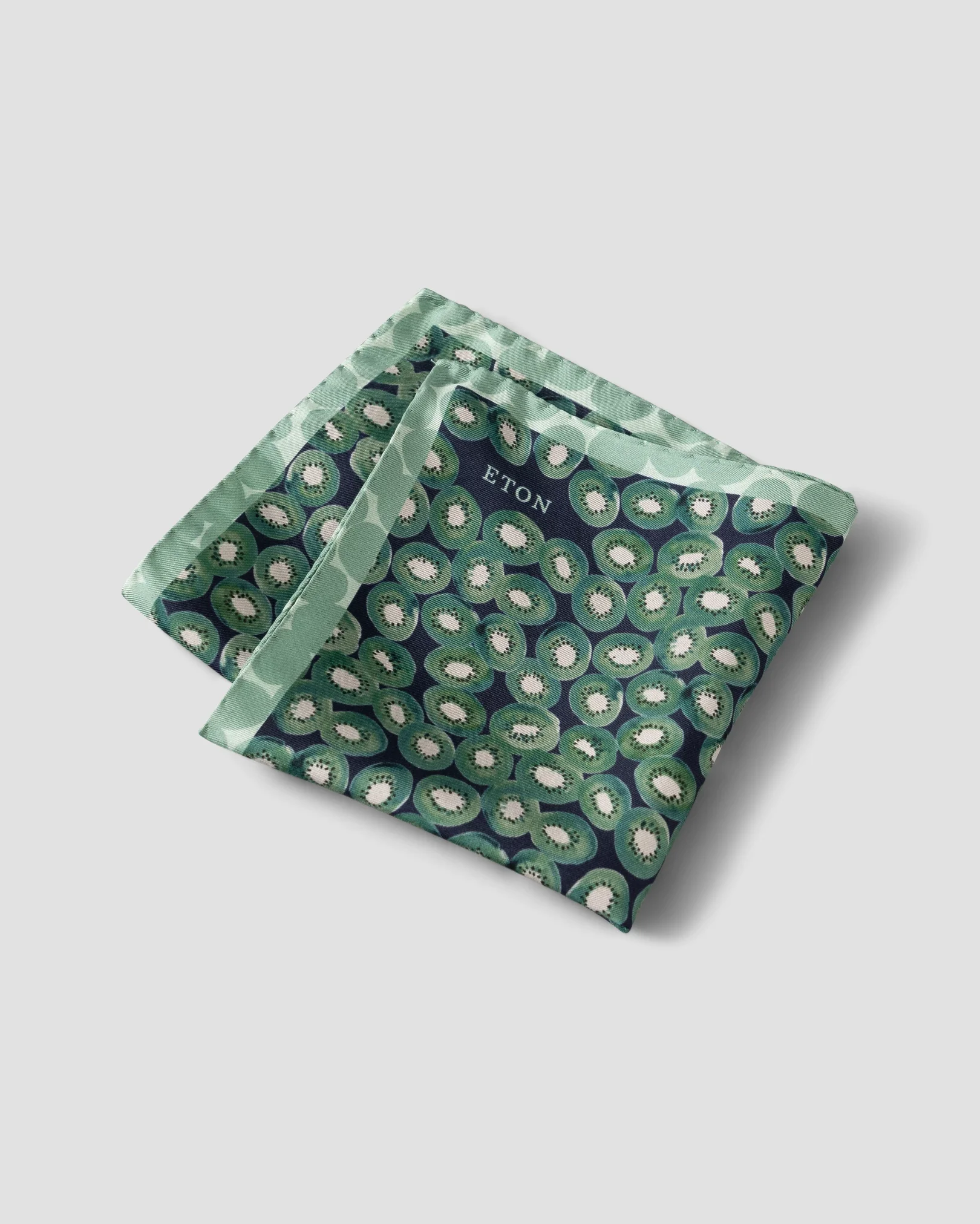 Eton - Dark Green Kiwi Print Silk Pocket Square