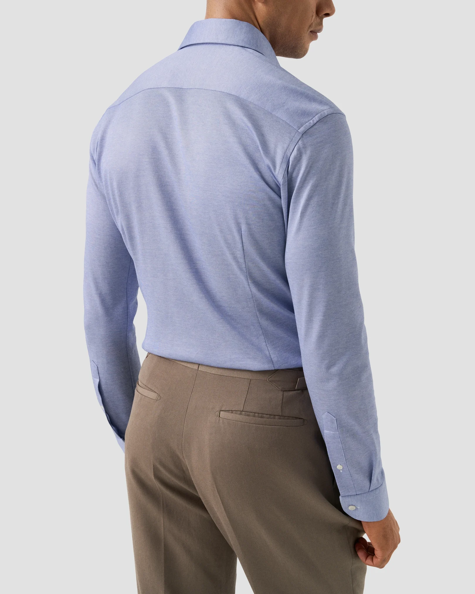 Eton - mid blue filo di scozia knit shirt