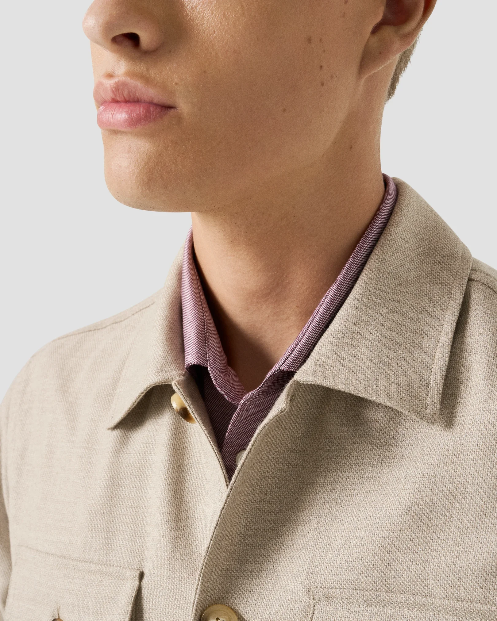 Eton - beige four pocket wool cashmere overshirt