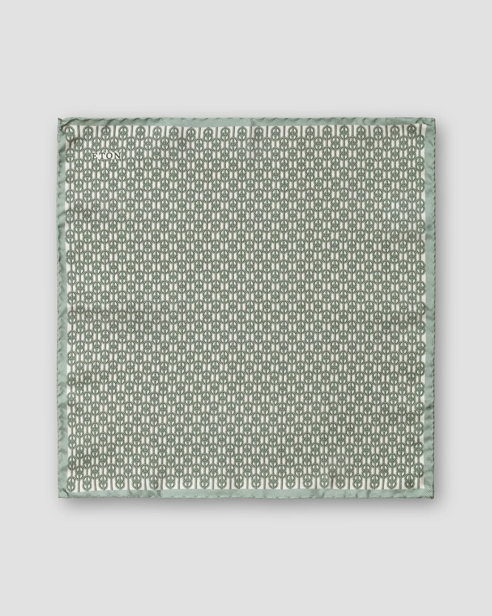 Eton - dark green chain print pocket square