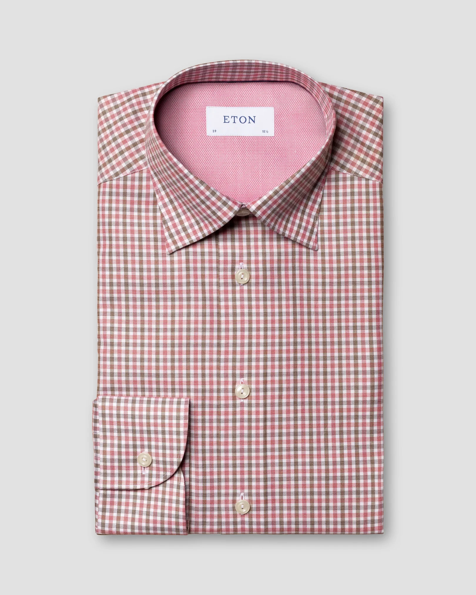 Eton - three color check cotton lyocell stretch shirt
