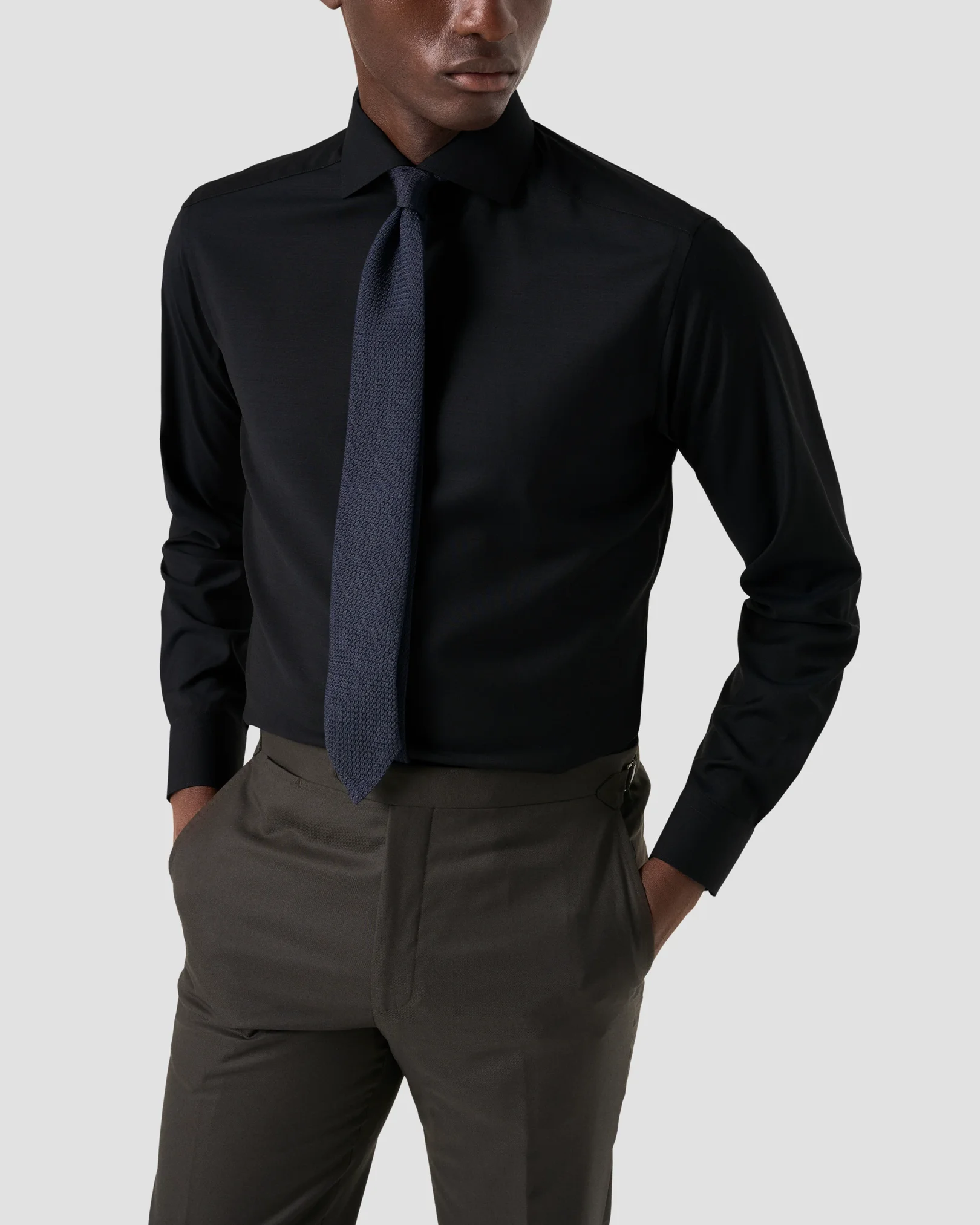 Eton - navy solid merino shirt