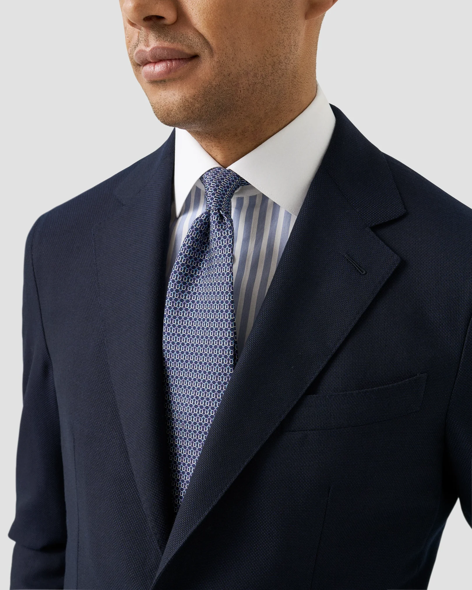 Eton - white collar bengal striped shirt