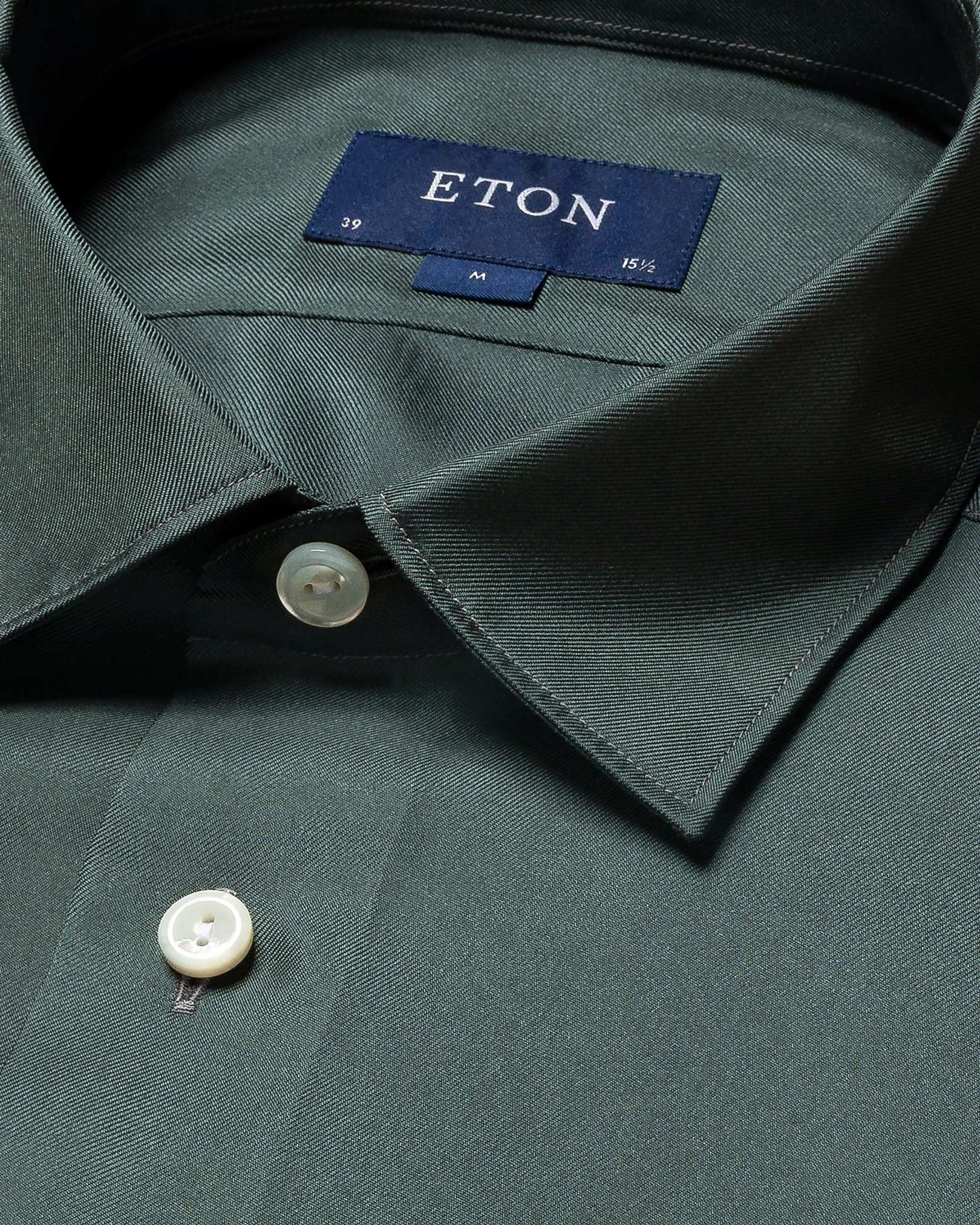 Eton - dark green silk pointed rounded single one buttonhole slim soft