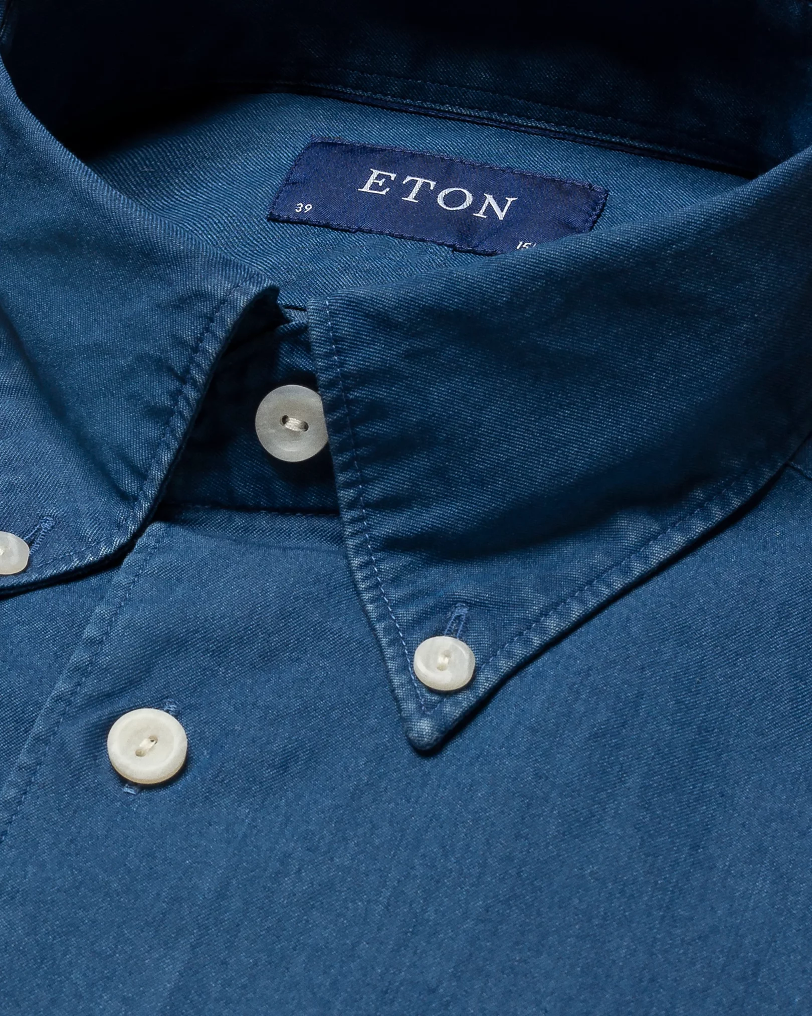Mid Blue Denim Shirt – Button Down - Eton