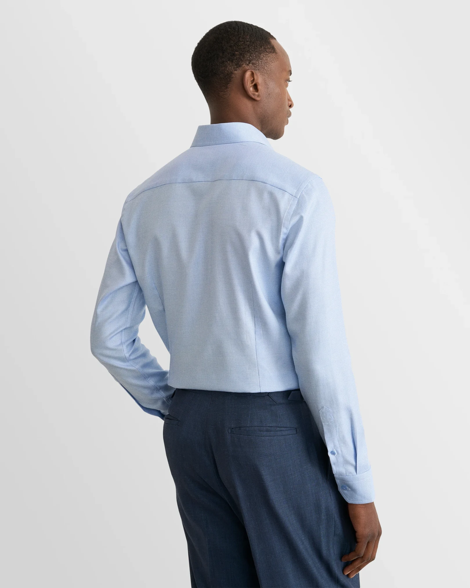 Eton - light blue semi solid twill shirt cut away 268