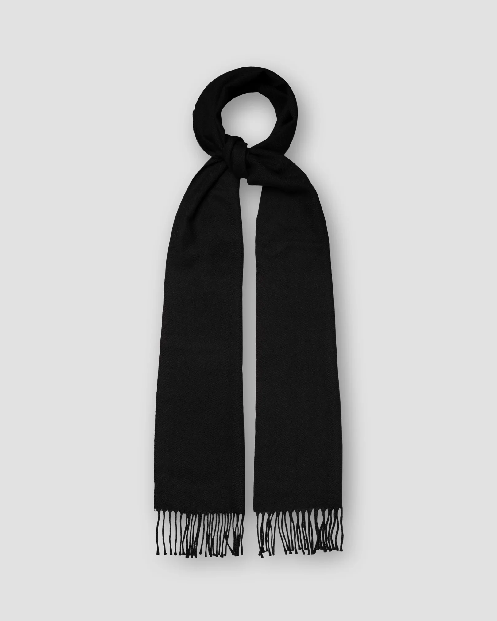 Eton - Black Herringbone Merino Wool Scarf