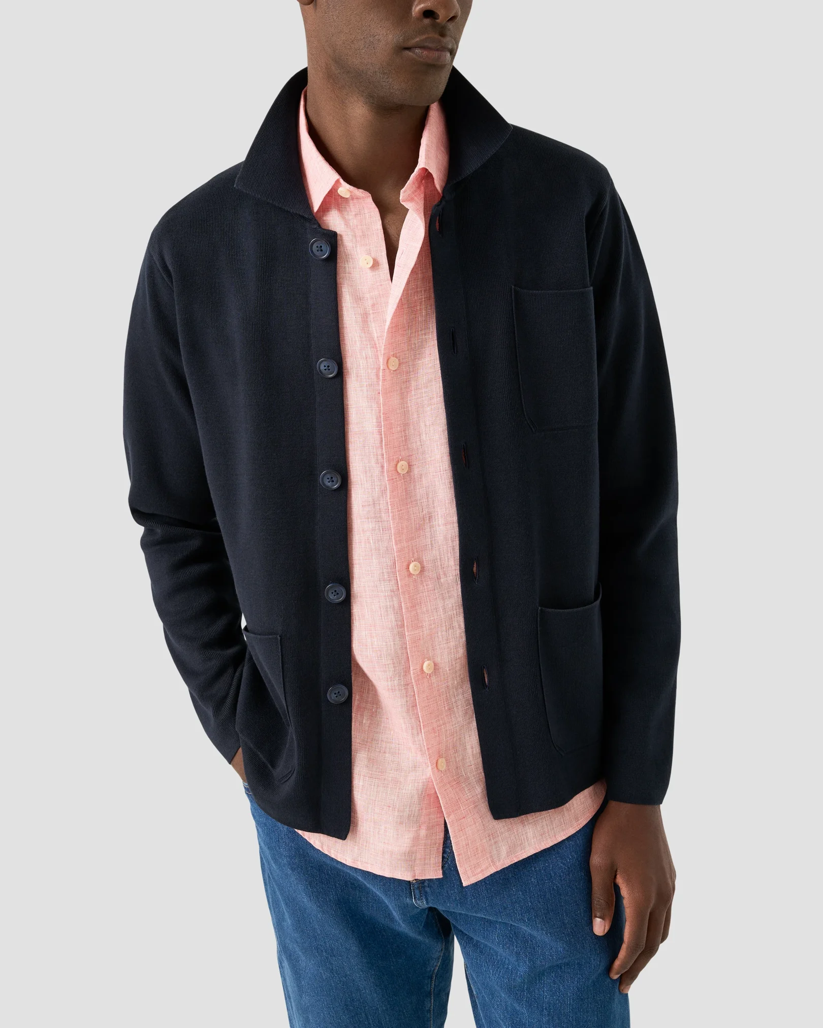 Eton - pink solid linen short sleeve shirt