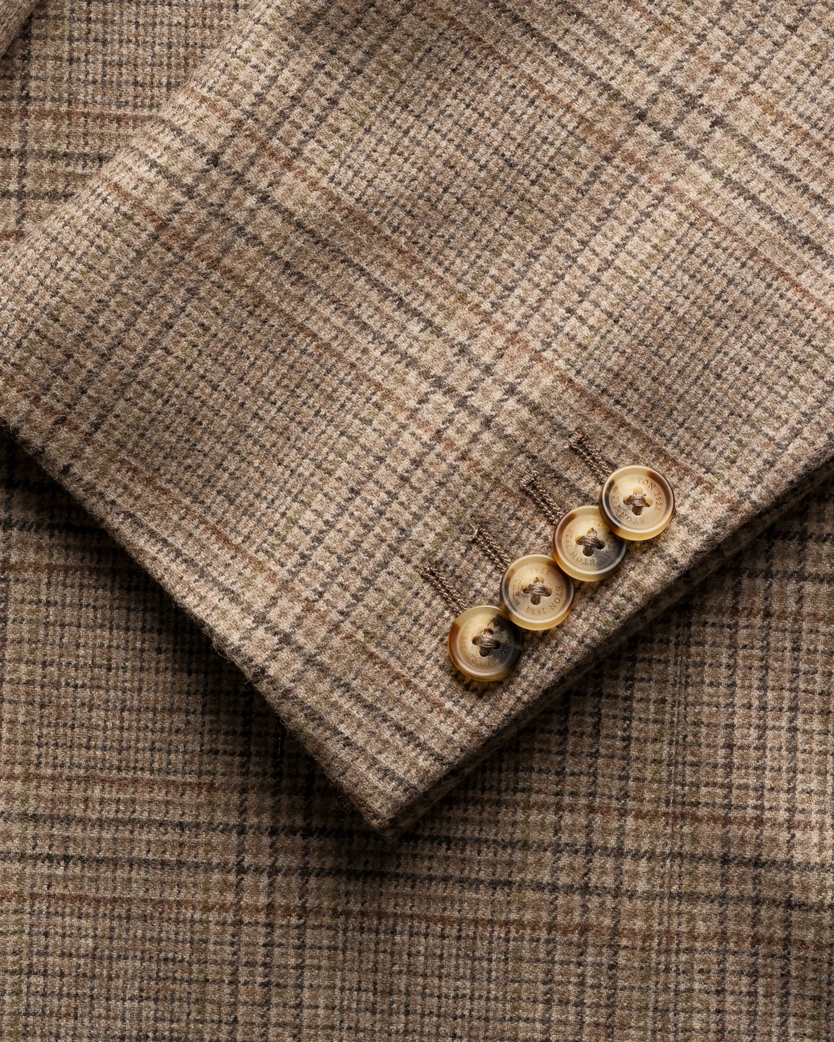 Eton - beige lana tech check flannel soft jacket