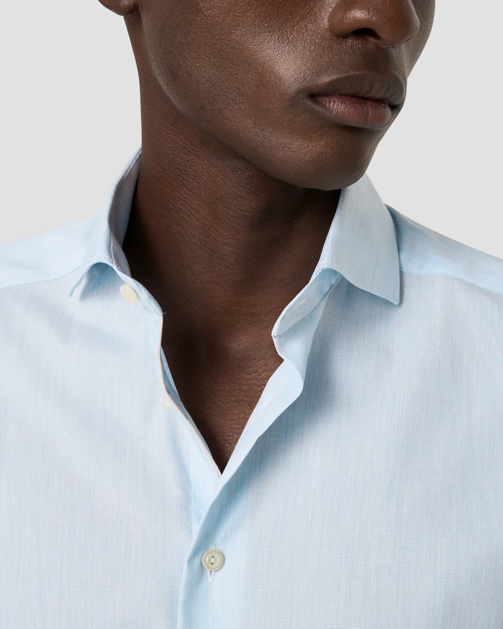 Eton - light blue solid twill shirt wide spread 258