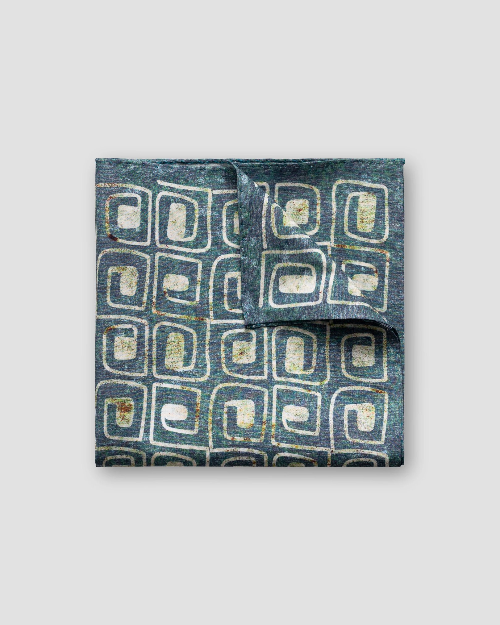 Eton - green block print pocket square
