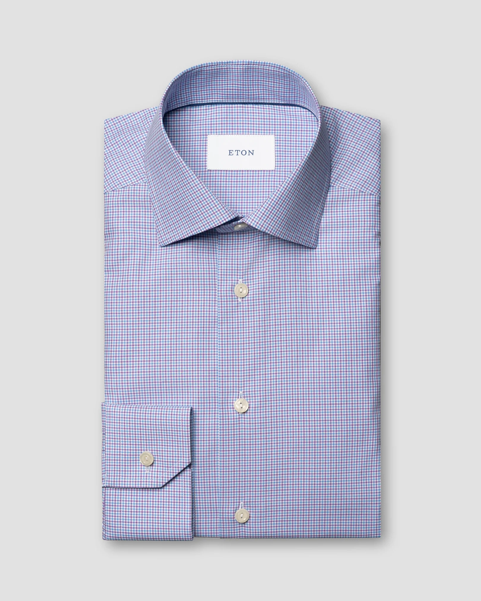 Eton - checked twill shirt cut away s3
