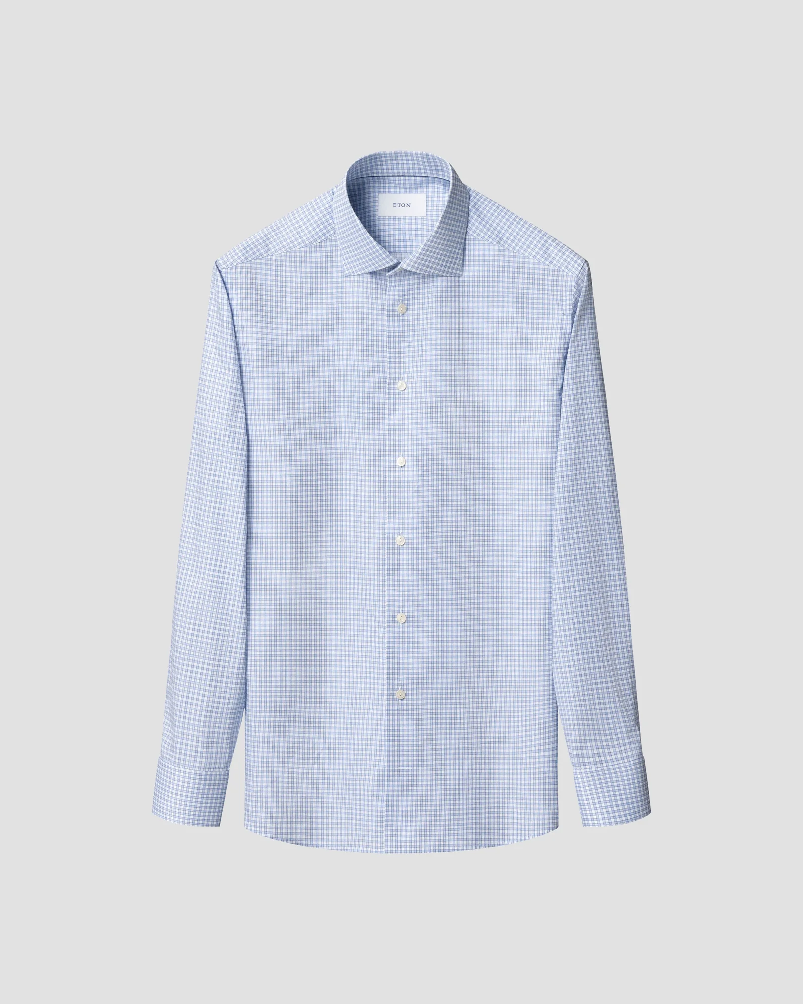 Eton - mid blue check signature twill shirt 263