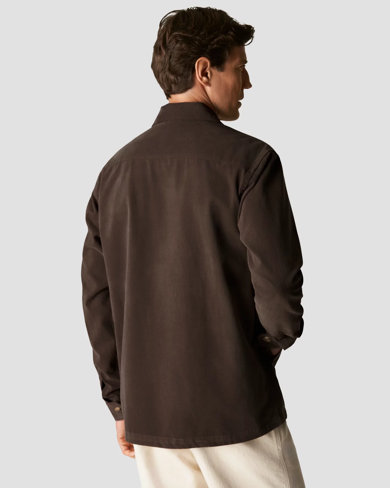 Eton - brown twill brushed overshirt