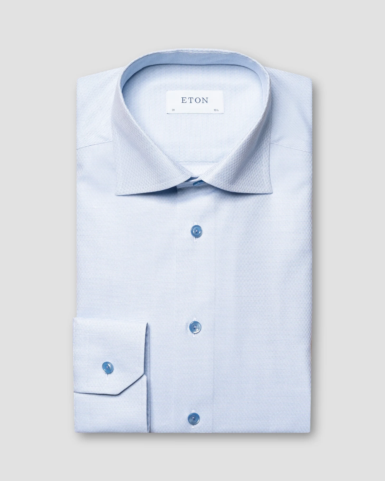 Eton - light blue dobby cut away collar single cuff slim fit