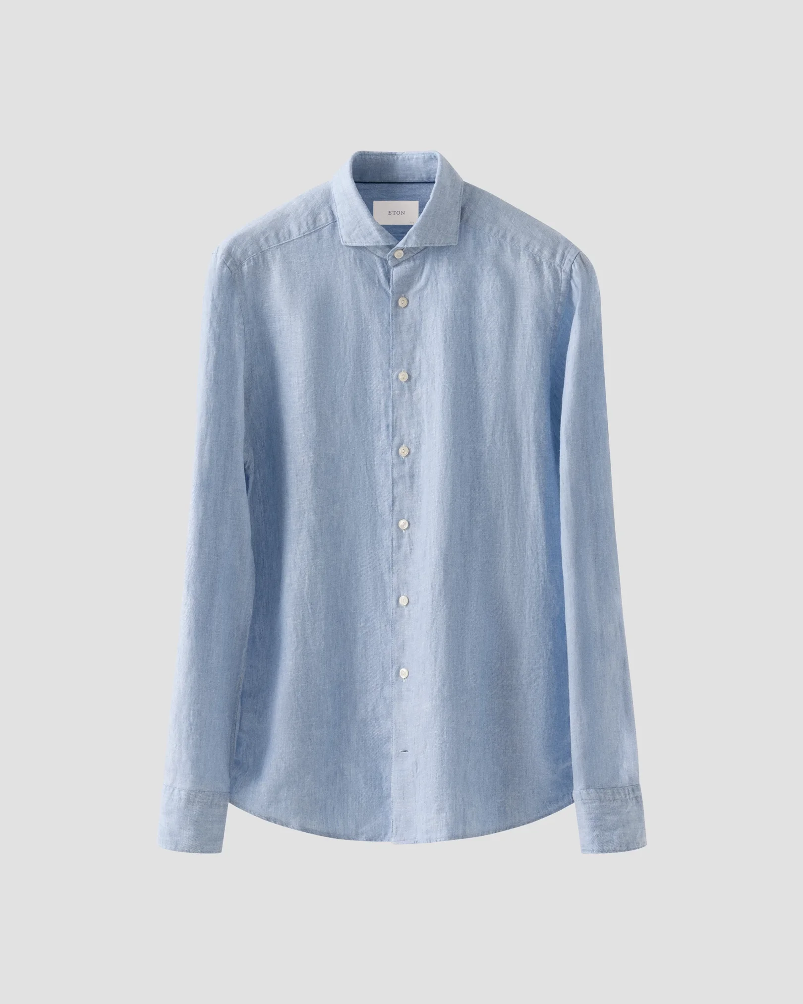 Eton - light blue solid twill linen shirt