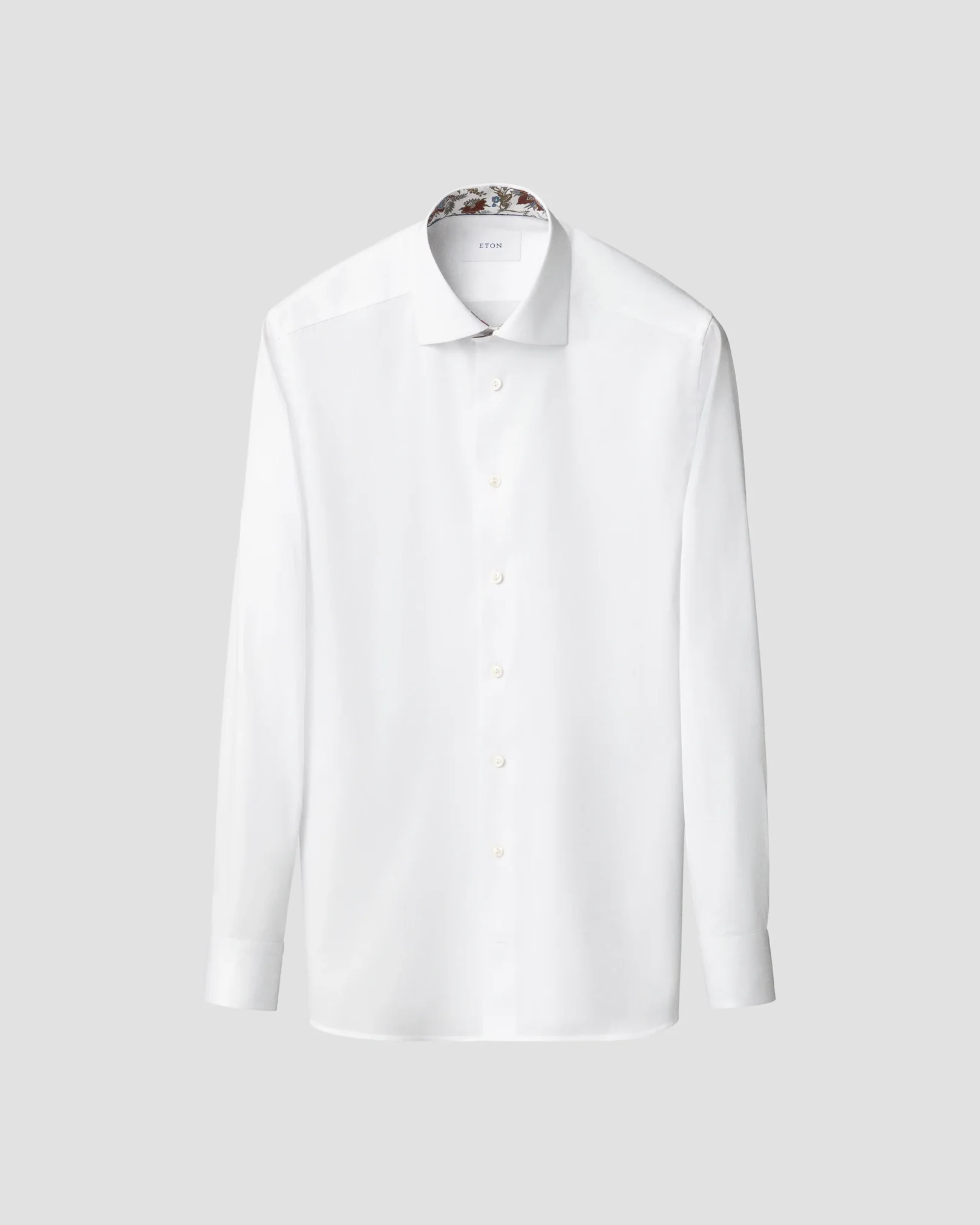 Eton - red floral effect signature twill shirt cut