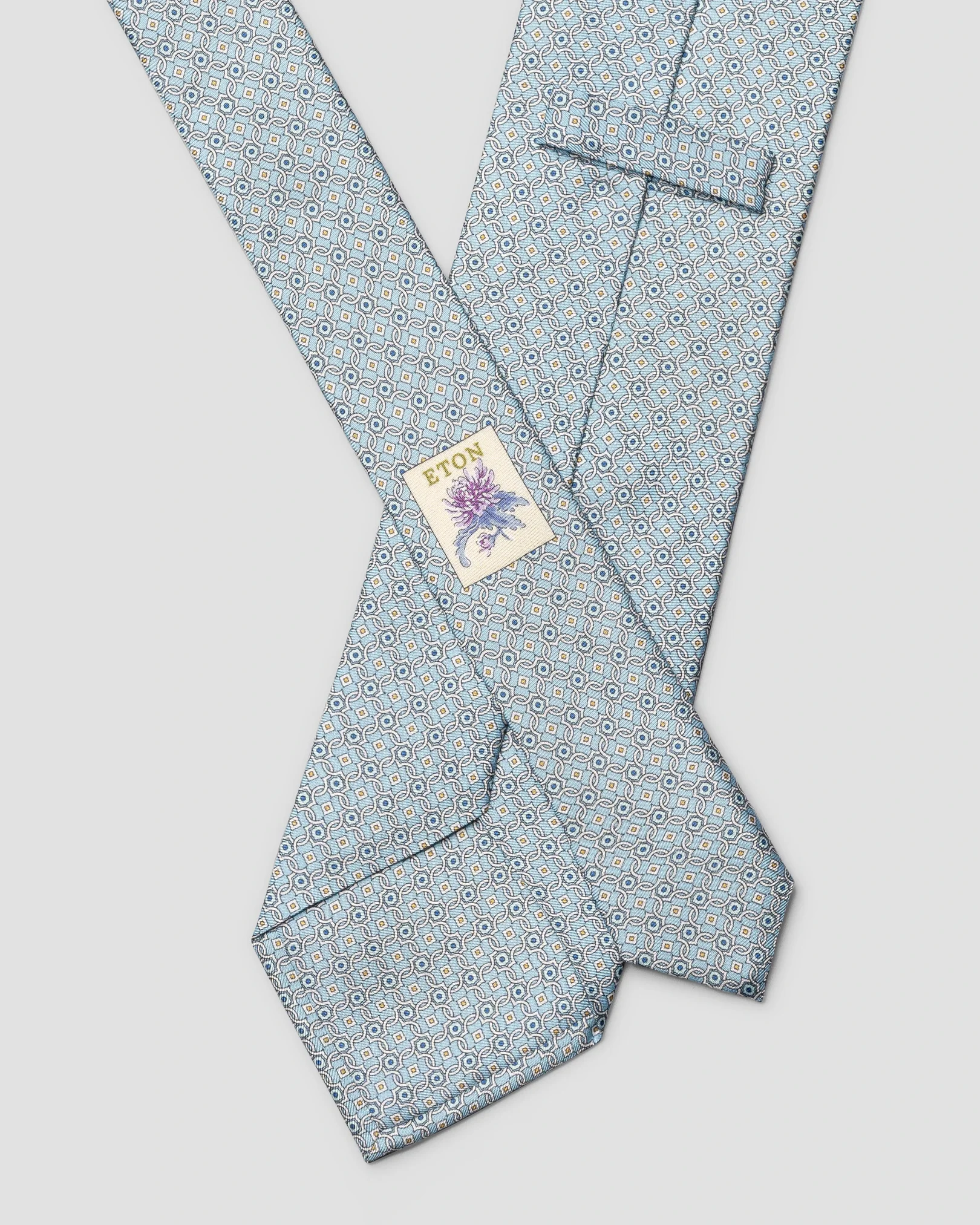Eton - light blue medallion printed silk tie